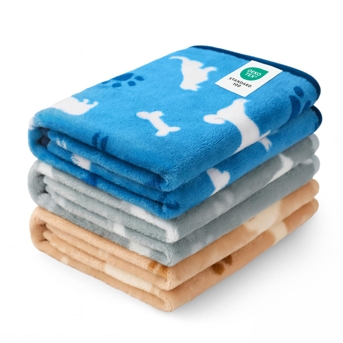 Luciphia 1 Pack 3 Blankets Fluffy Premium Fleece Pet Blanket Flannel Paw Printed Throw for Dog Cat(Medium 30x20'', Grey)