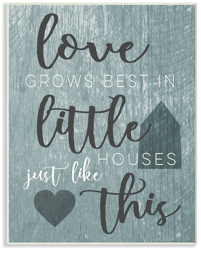 Stupell Industries Love Grows Best in Little Houses Grey Illustration Wall Plaque, 10 x 15, Design by Artist Daphne Polselli