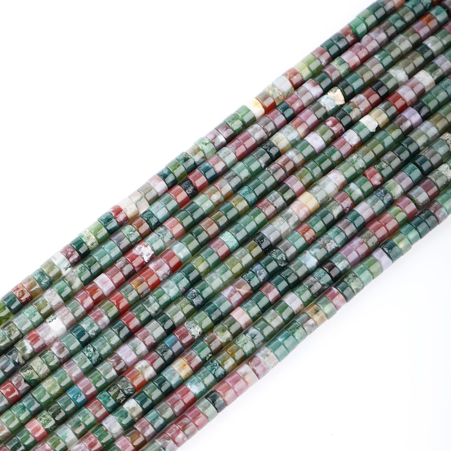 Natural Indian Agate Heishi Spacer Beads Loose Semi Precious Flat Round Gemstone Disc Shape Stone for Beading Jewelry Making 4x2mm 15.5"