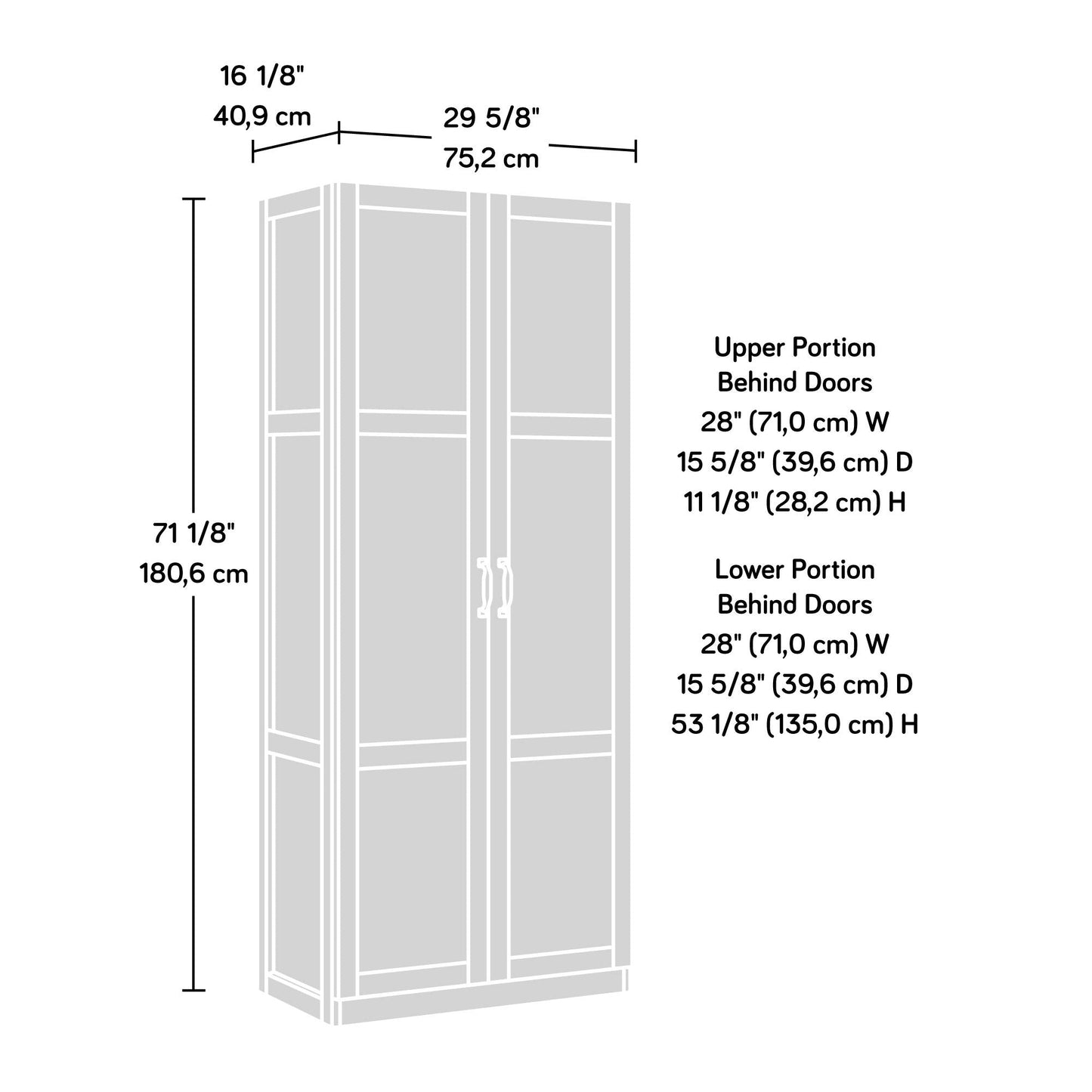 Sauder Select 71" Storage Cabinet, Pantry Cabinet Kitchen Storage with Adjustable Shelves, Bathroom Storage Cabinet, in Silver Sycamore