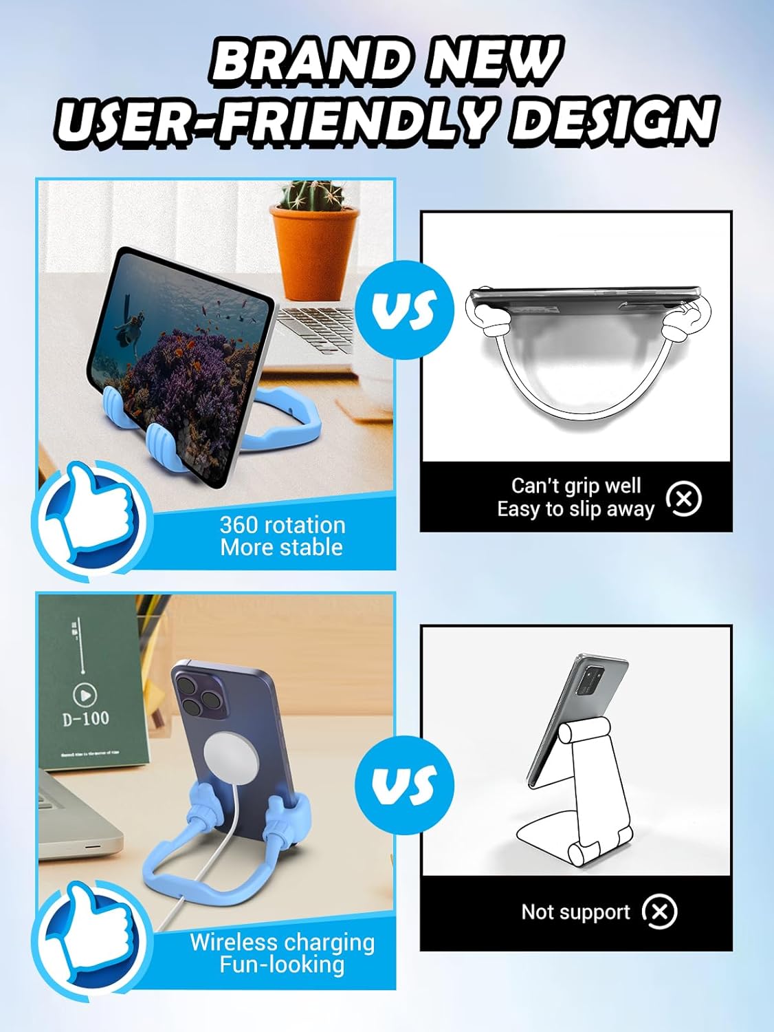 Cell Phone Stand Thumbs Up Lazy Phone Holder for Desk: Graduation Gifts for Teen Boys Kids Him 2025 Back to School Supplies Gifts for Girls Men Women Birthday Funny Gadgets Who Have Everything Cute