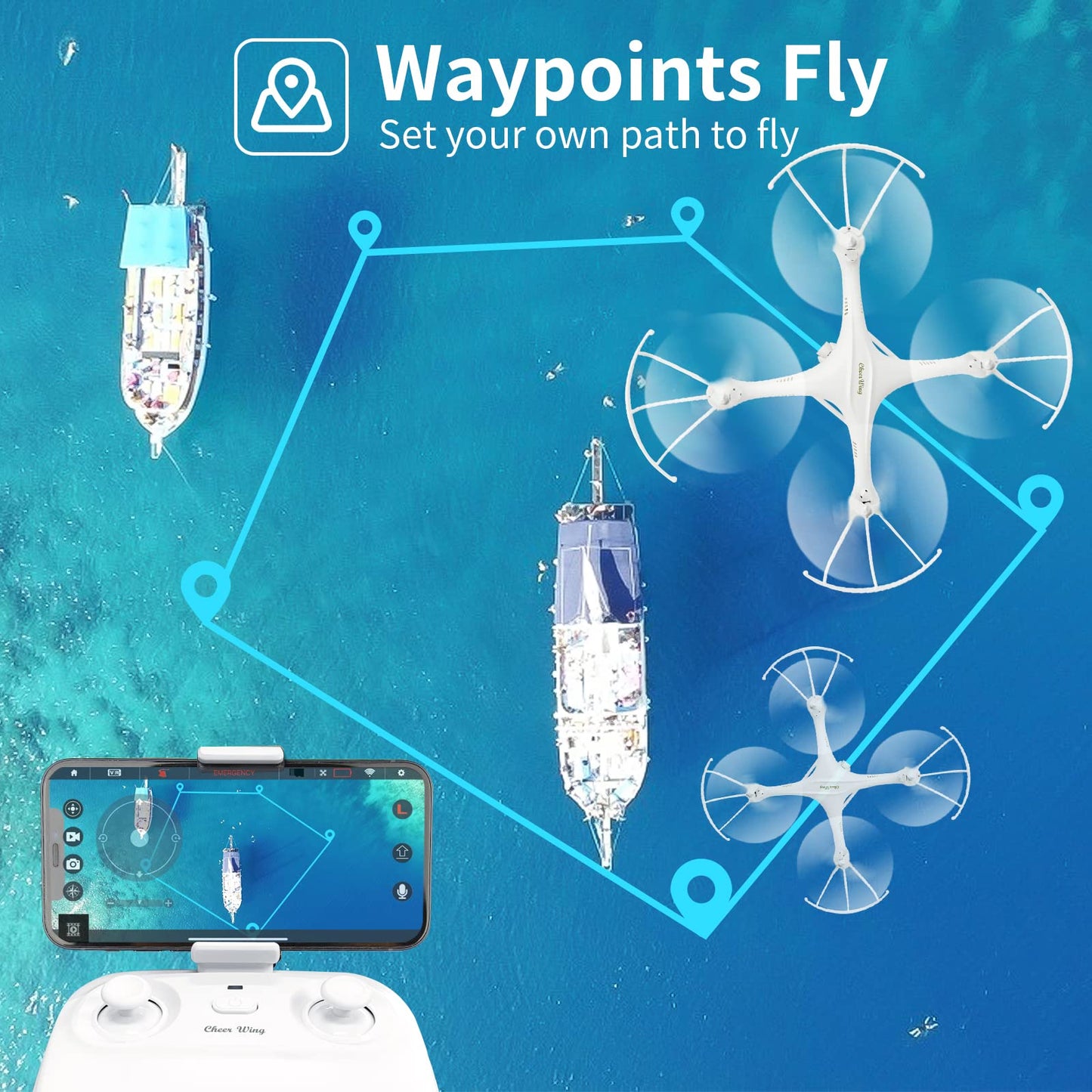 Cheerwing CW4 RC Drone with 720P HD Camera for Adults RC Quadcopter with Auto Hovering, One Key Start, Custom Flight