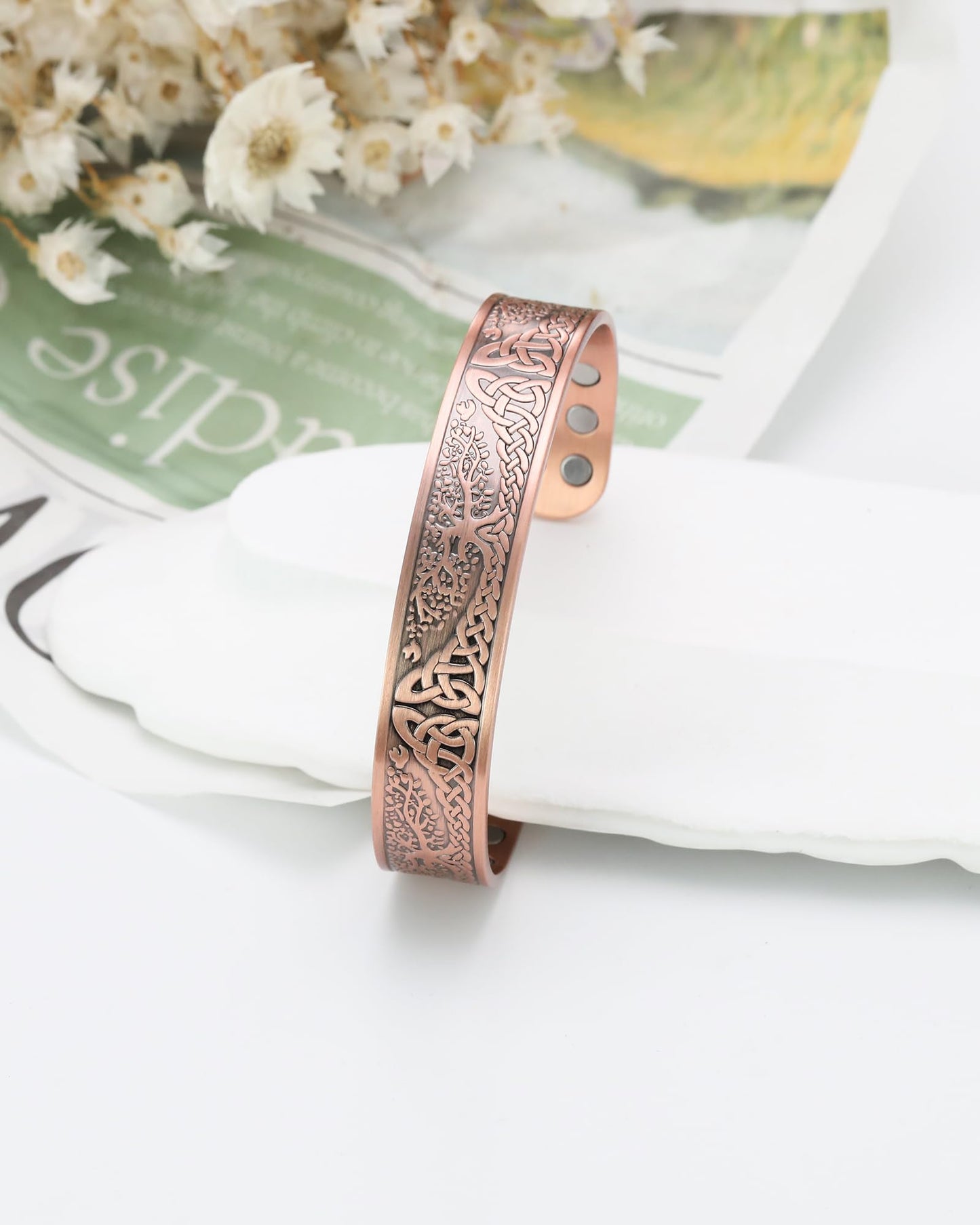Jecanori Copper Bracelet for Men, 18X Strength 99.99% Pure Solid Mens Magnetic Copper Bracelets