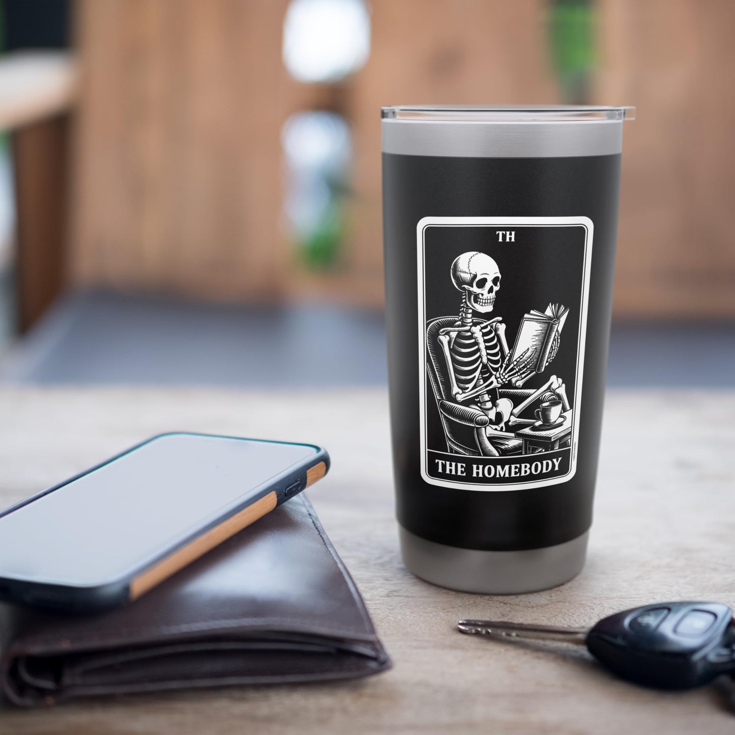 The Homebody Tarot Card Indoorsy Skeleton Introvert Stainless Steel Insulated Tumbler