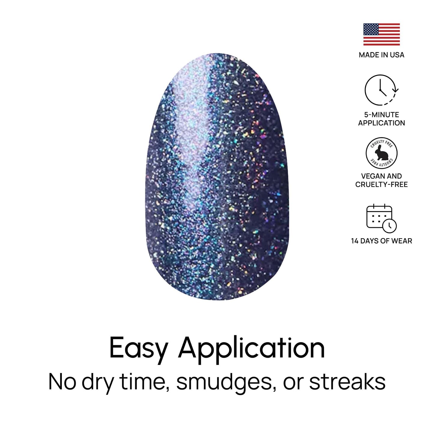 Color Street Dark Nebula Nail Strips - Midnight Purple with Holographic Shimmer - Shimmer Finish - 16 Double-Ended Nail Polish Strips