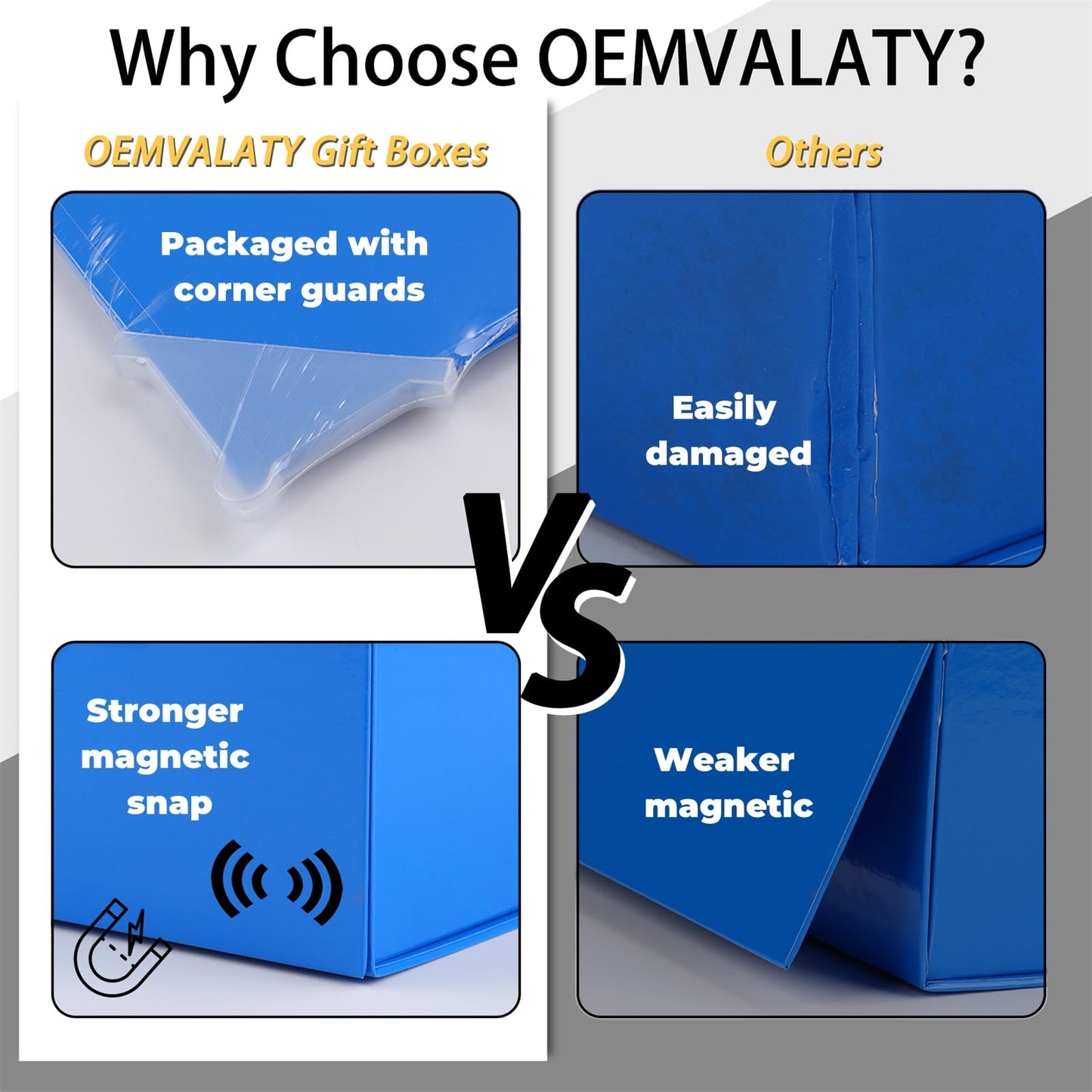 OEMVALATY Blue Gift Box,10x10x5 Inches Gift Boxes with Lids for Presents with Magnetic Closure and Ribbon for Wedding,Storage,Birthday