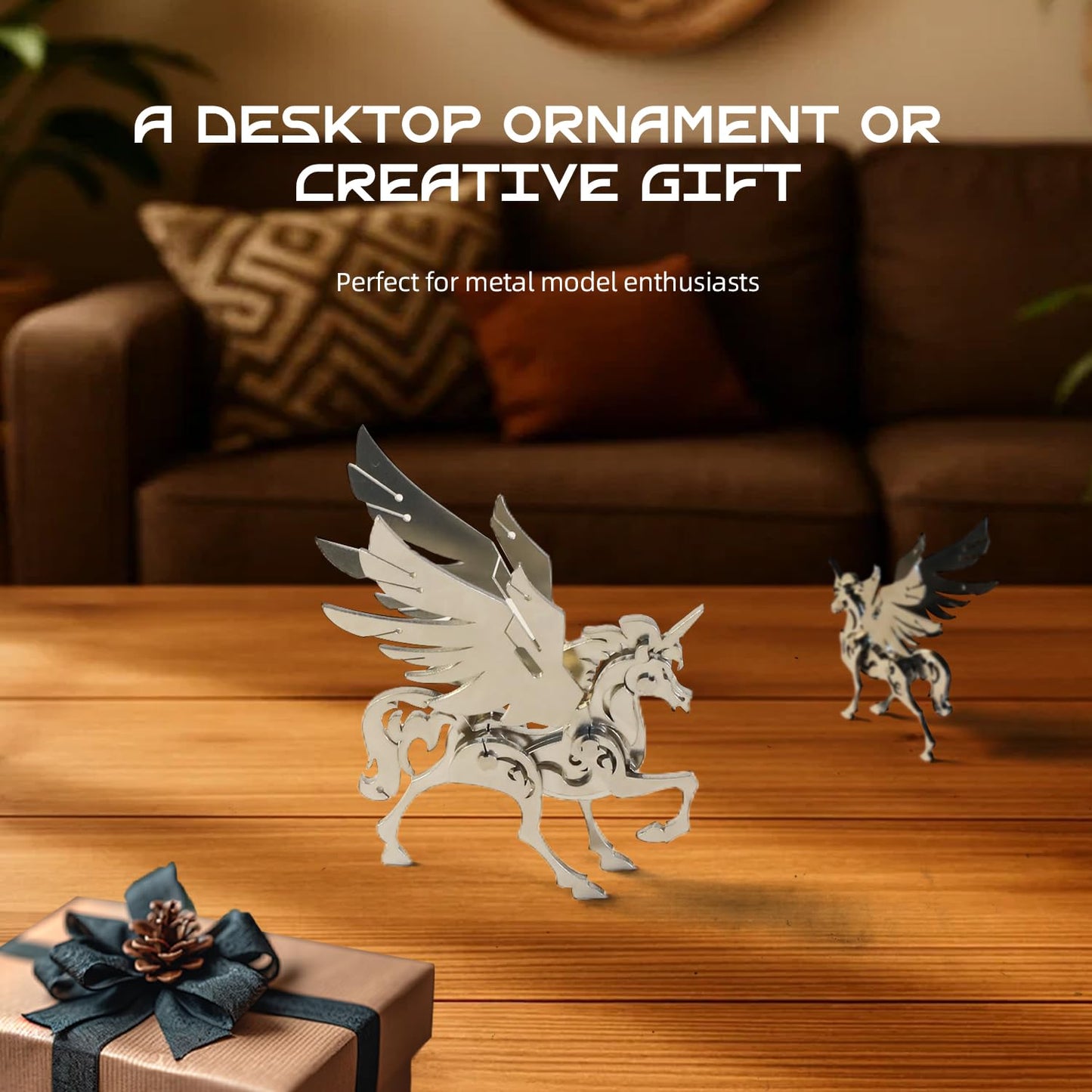 Kolotesame Mythical Unicorn 3D Metal Puzzle Model for Adults, DIY Animal Sculpture 3D Model Kit Immersive Creative Building Model Art Desk Decor