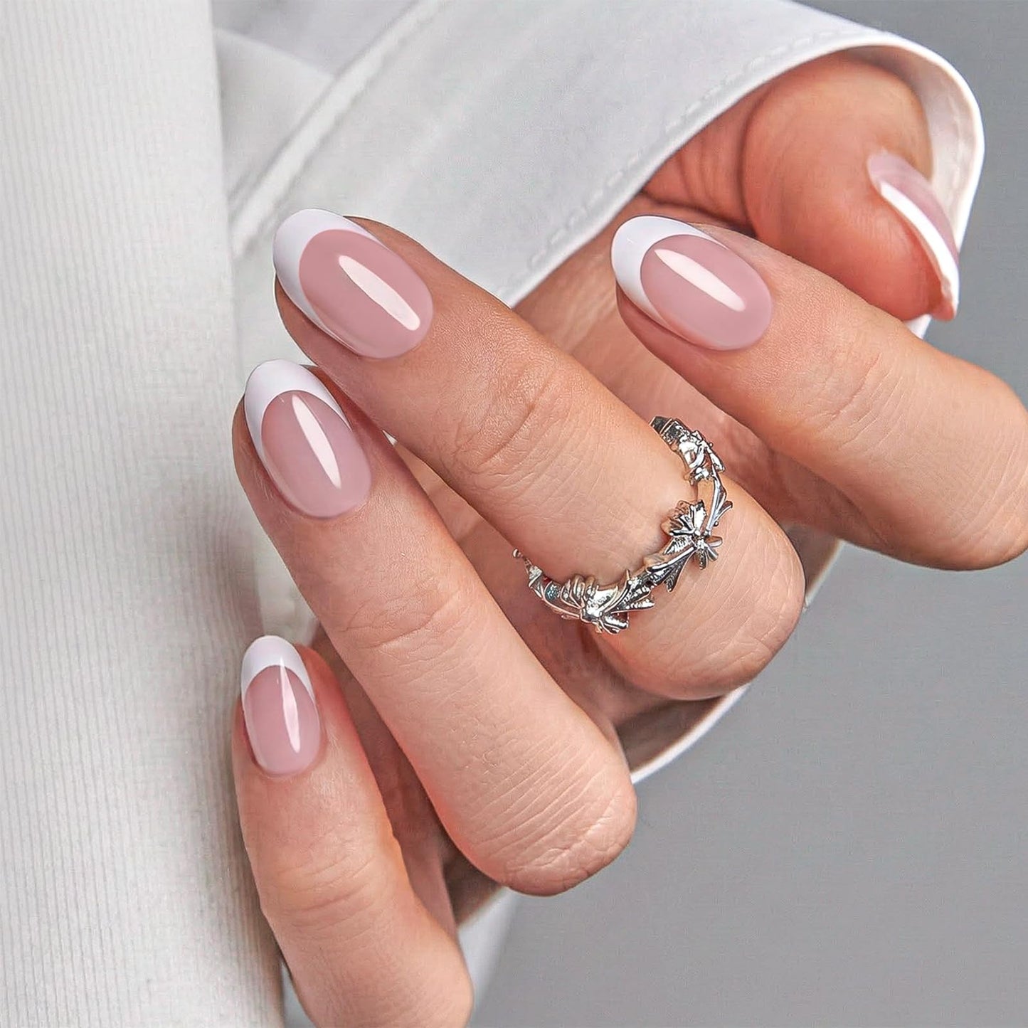 CurvLife Oval French Press On Nails Short – Classic Soft Gel Salon Quality False Nails with Glue, Long Lasting Daily Nail Tips for Women
