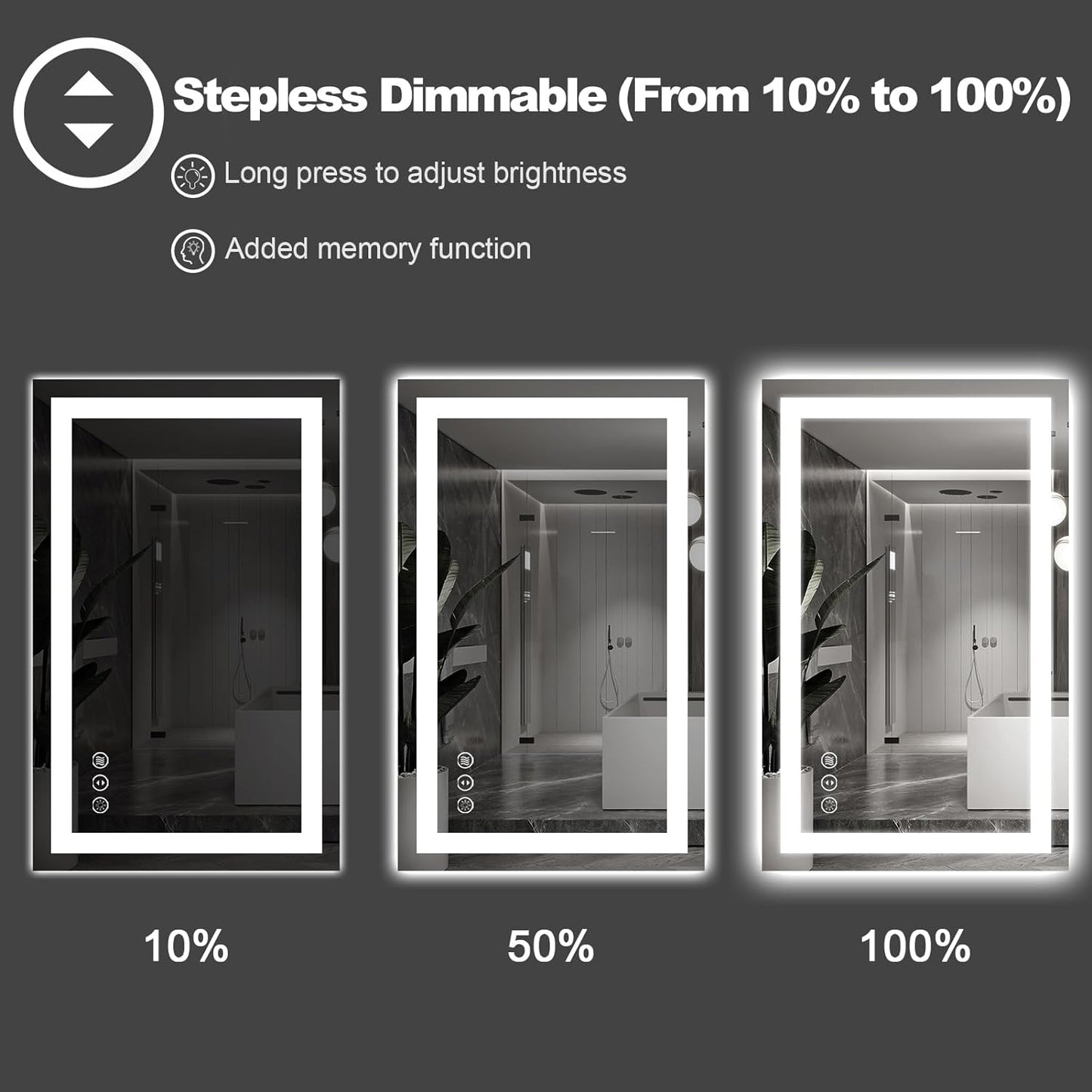Amorho LED Bathroom Mirror 72" X32" with Front and Backlight, Large Dimmable Wall Mirrors with Anti-Fog, Shatter-Proof, Memory, 3 Colors, Double LED Vanity Mirror