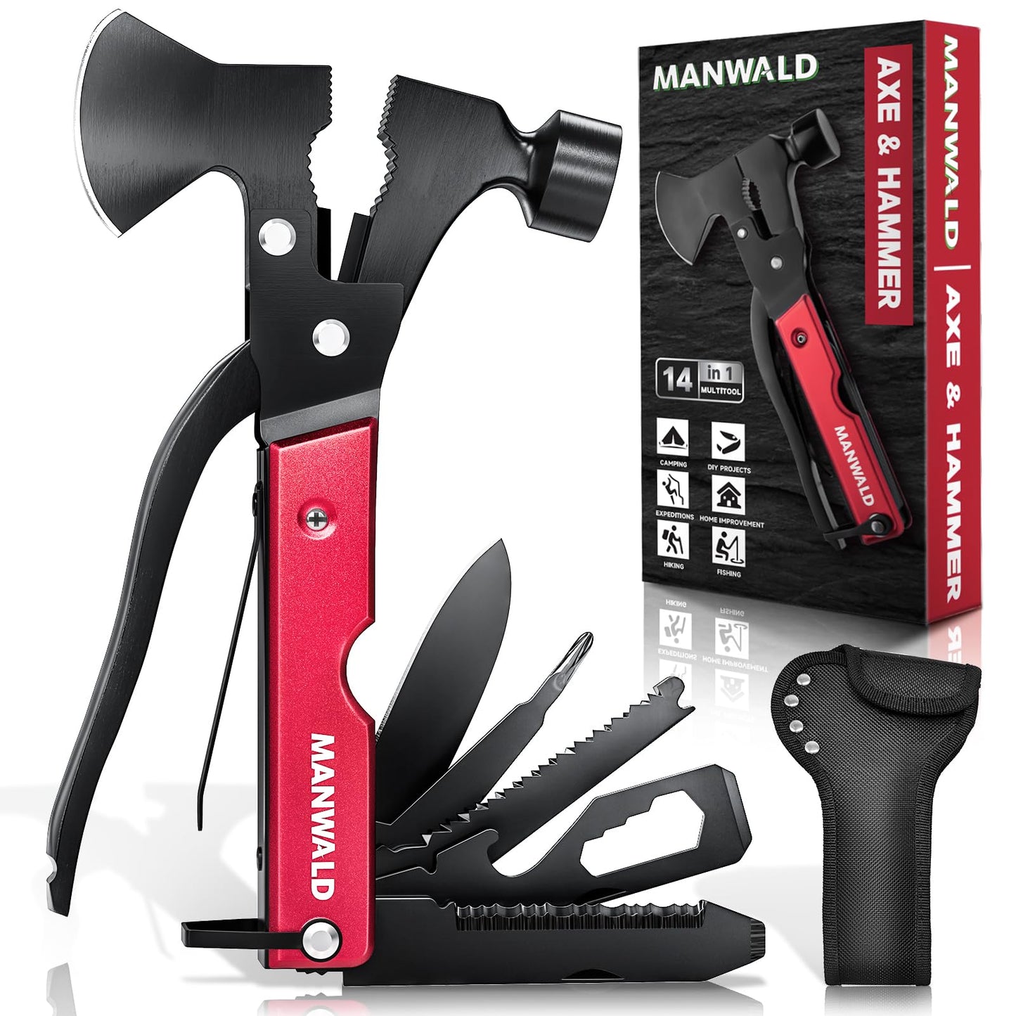 15 in 1 Multitool Axe Hatchet, Valentines Day Gifts for Him Adults, Camping Accessories Survival Gear, Multi Tool for Camping Hiking Survival, Cool Gadgets Gifts for Men, Husband, Boyfriends