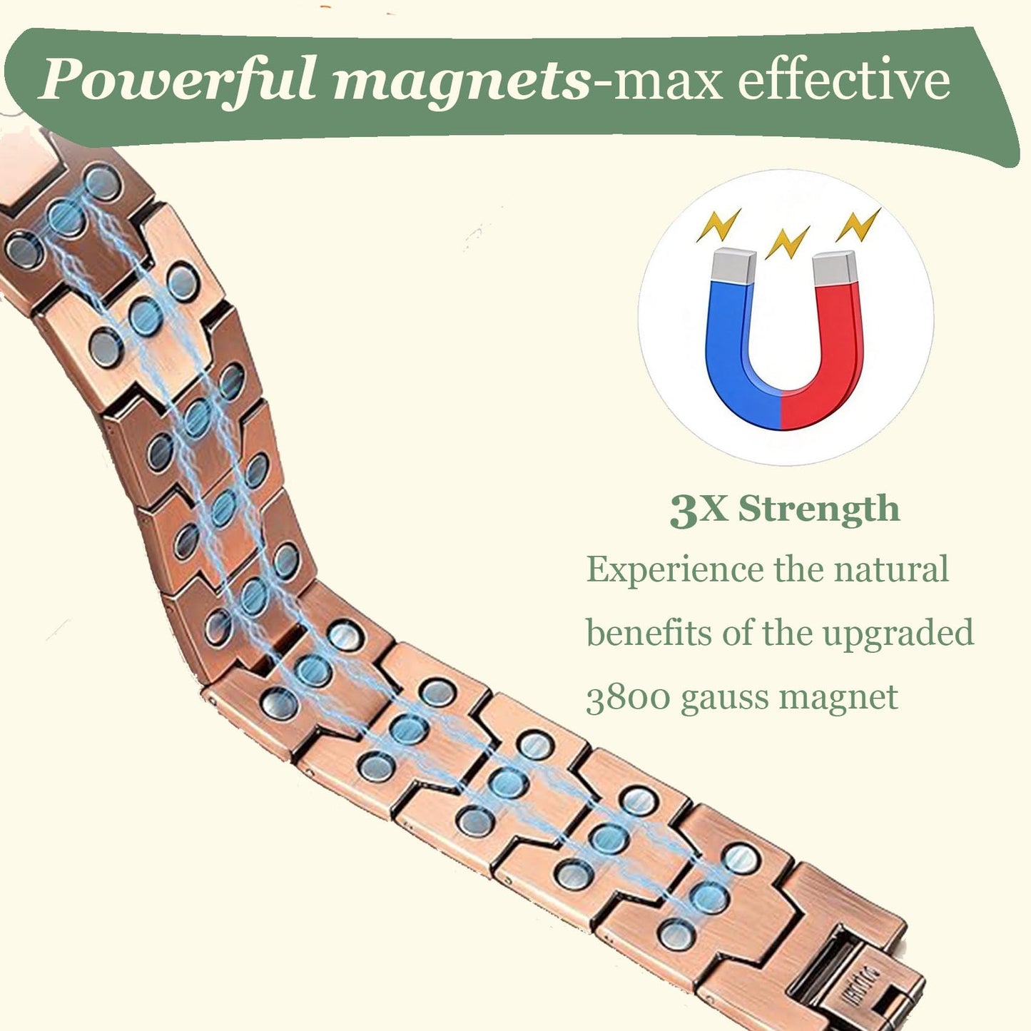 Krilicy 99% pure copper bracelet with ultra strength magnet, magnetic therapy bracelet