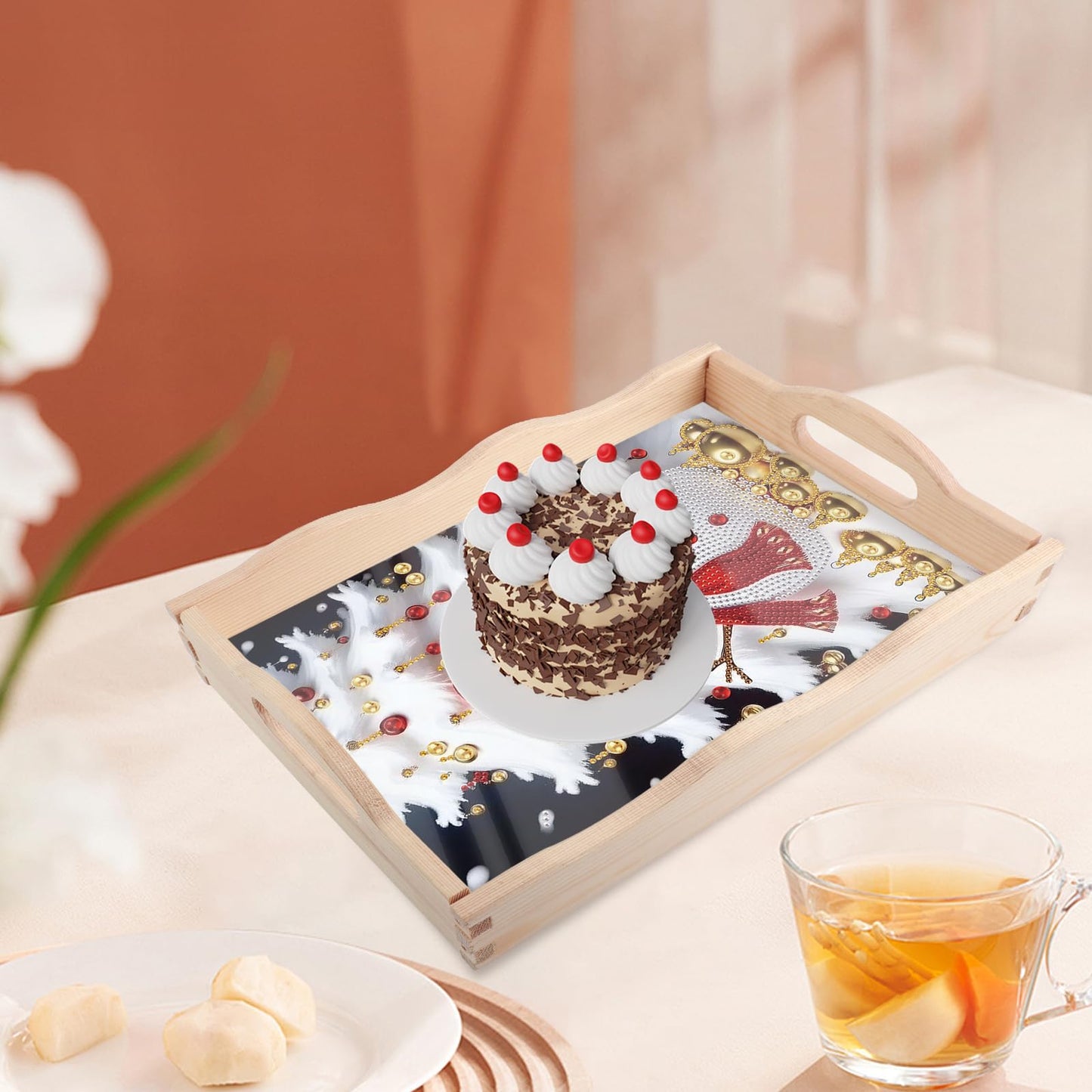 JISHSHAY Christmas Diamond Painting Serving Tray Snowman Diamond Art Wooden Tray Christmas Tree Gem Art Serving Platter Gem Painting Xmas Mosaic Kits for Adults Table Decor Xmas 7.87×11.81in
