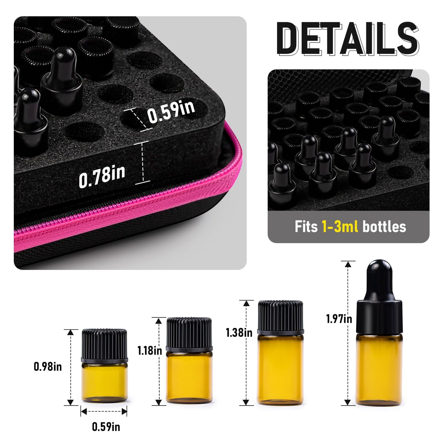 ZORETCO Essential Oil Storage Holder Organizer Carrying Case, Essential Oils Box Holds 30 Bottles 1ml- 3ml Bottle Travel Storage Organizer Bag for doTERRA & Young Living (Box Only)