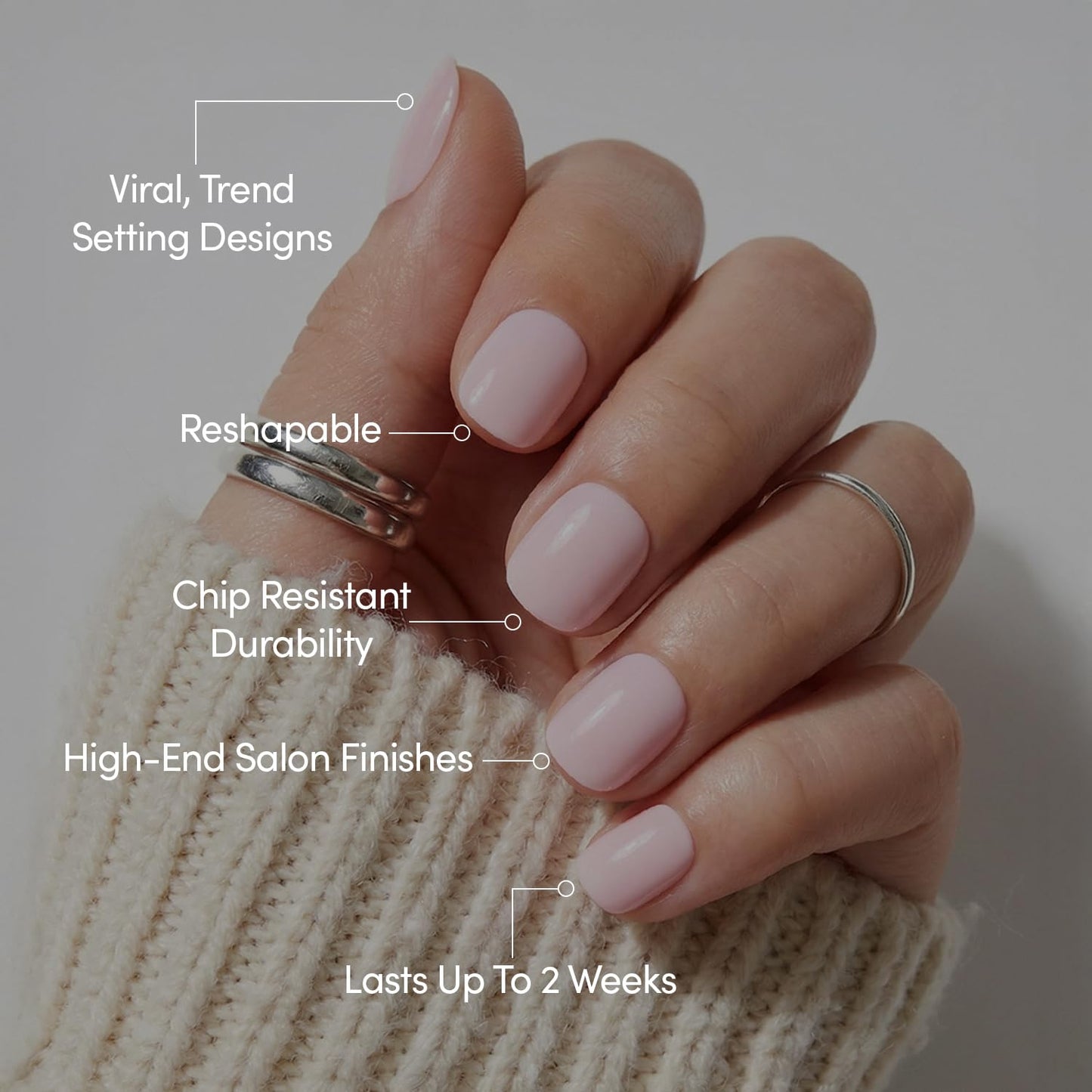 Glamnetic Press On Nails - Sugar BB Spring Nails | Super Short Fake Nails in Classic Baby Pink Tone with a Glossy Finish, Salon Quality | 15 Sizes - 30 Nail Kit with Glue