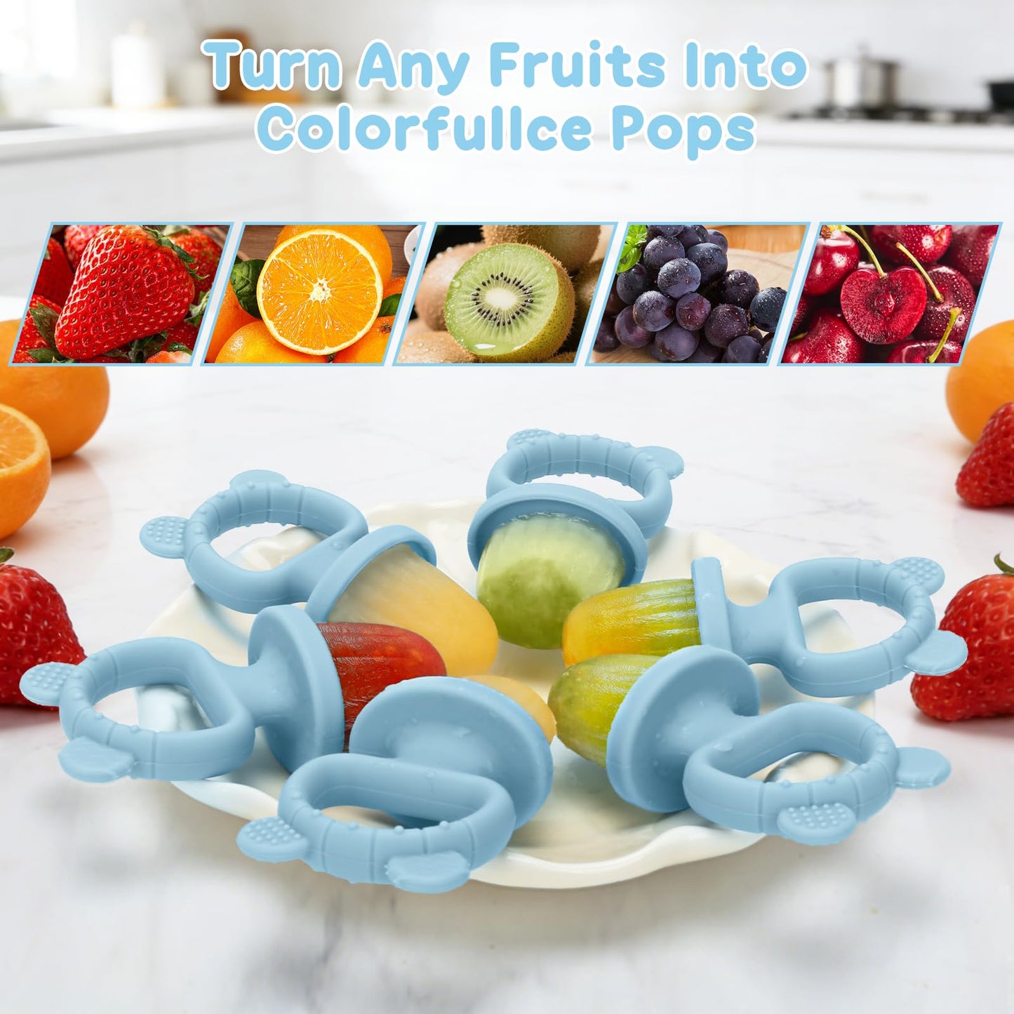 Silicone Baby Popsicle Molds with Sticks, Mini Popsicles Molds for Babies Breastmilk Popsicle Molds for Teething Relief, Frozen Treats Maker Popsicle Maker Ice Pop Mold for Toddlers Kids(Blue)