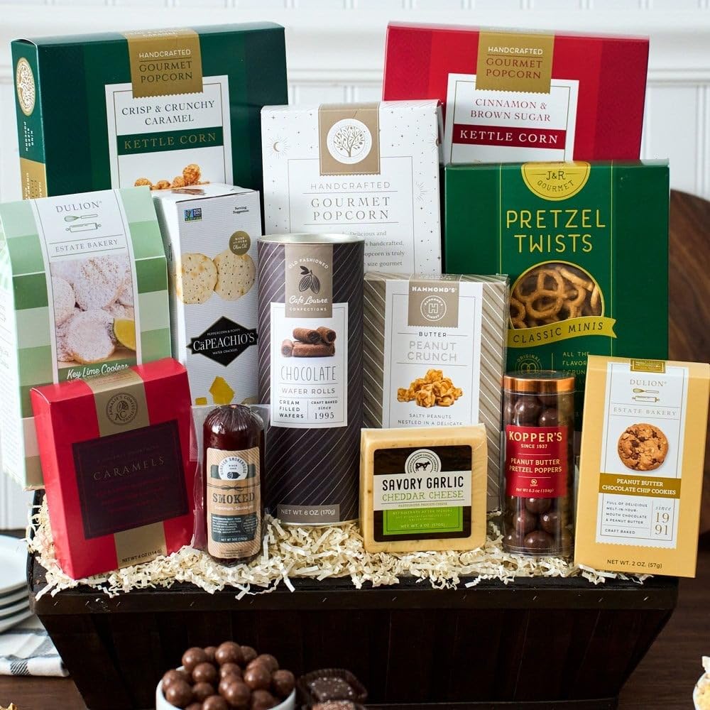 Snack & Chocolate Gift Basket Deluxe - Gourmet Food Gift by GourmetGiftBaskets.com