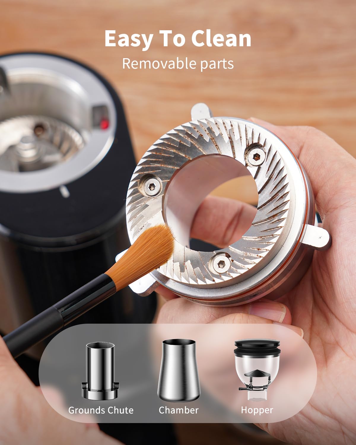 SHARDOR Professional 64mm Burr Coffee Grinder with 100 Grind Settings and All-Metal Chamber, Coffee Bean Grinder with Adjustable Electronic Timer and LED Display, Anti-Static,Black