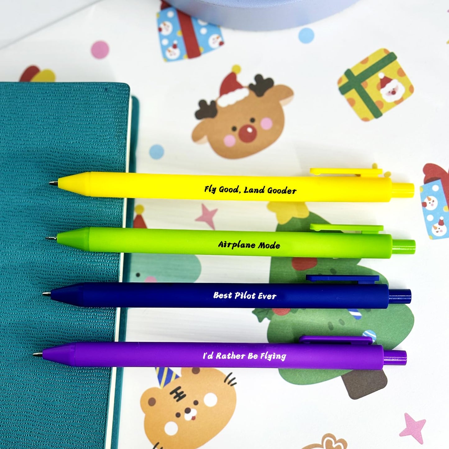 Pilot Aviation Gifts Ballpoint Pen Set of 4 Pilot Gift for Women Men Flight Attendant Thank You Present for Pilots Husband Son Daughter Graduation Birthday Airplane Presents for Aviation Lovers