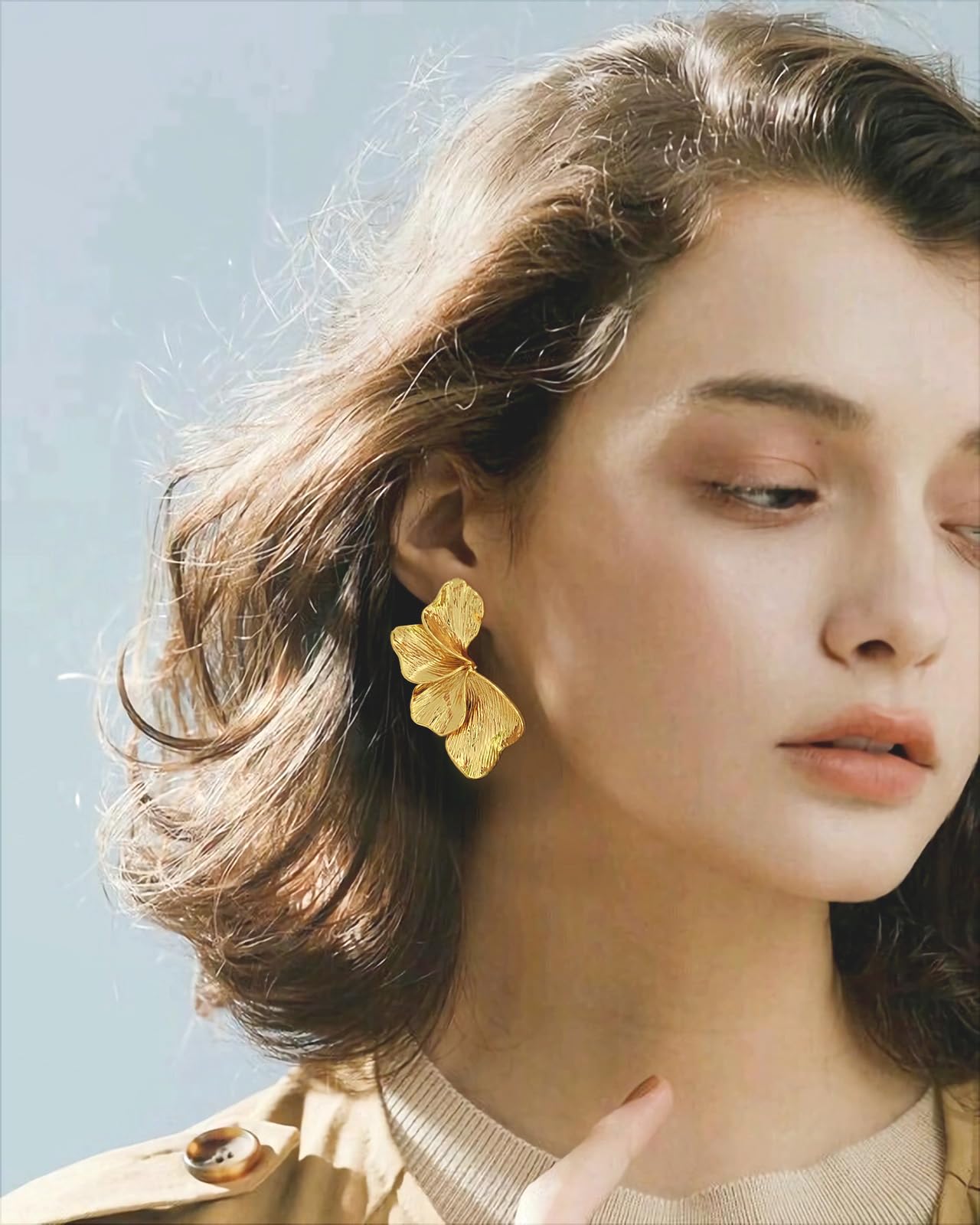 ENSKEFEN Chunky Large Flower Earrings for Women Trendy Bohemian Vintage Statement Floral Dangle Earrings
