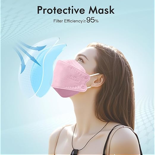 LEMENT KN95 Face Masks - 50 Pack Breathable Comfortable Disposable Masks For Adult, Filter Efficiency≥95%, Elastic Ear Loops, Pink