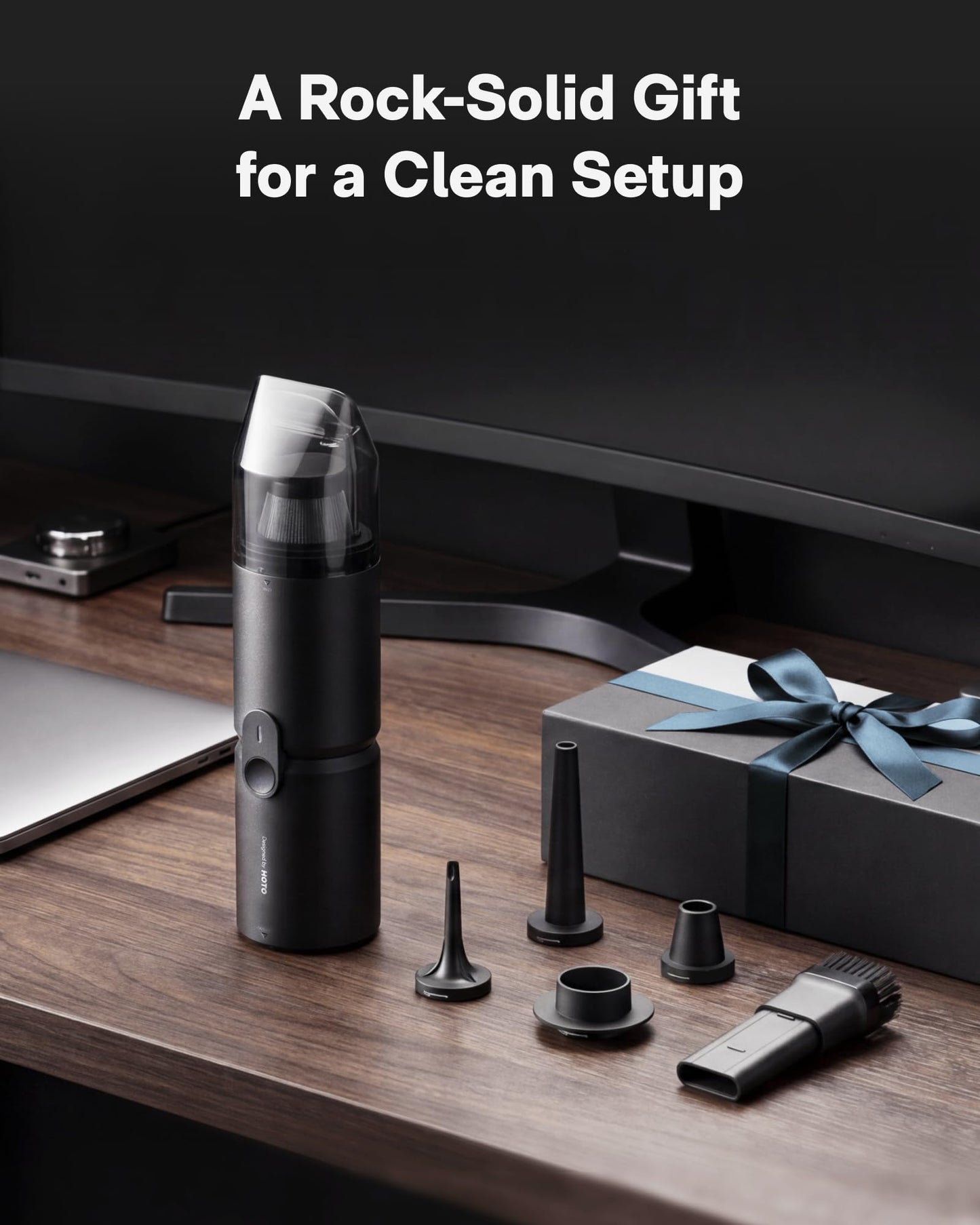 HOTO Handheld Vacuum Cleaner Cordless, Desk Vacuum Cleaner Compressed Electric Air Duster 15000Pa Suction, 4-in-1 Portable Vortex Vacuum Dust Buster Air Blower for Computer, Keyboard, Coffee Grounds