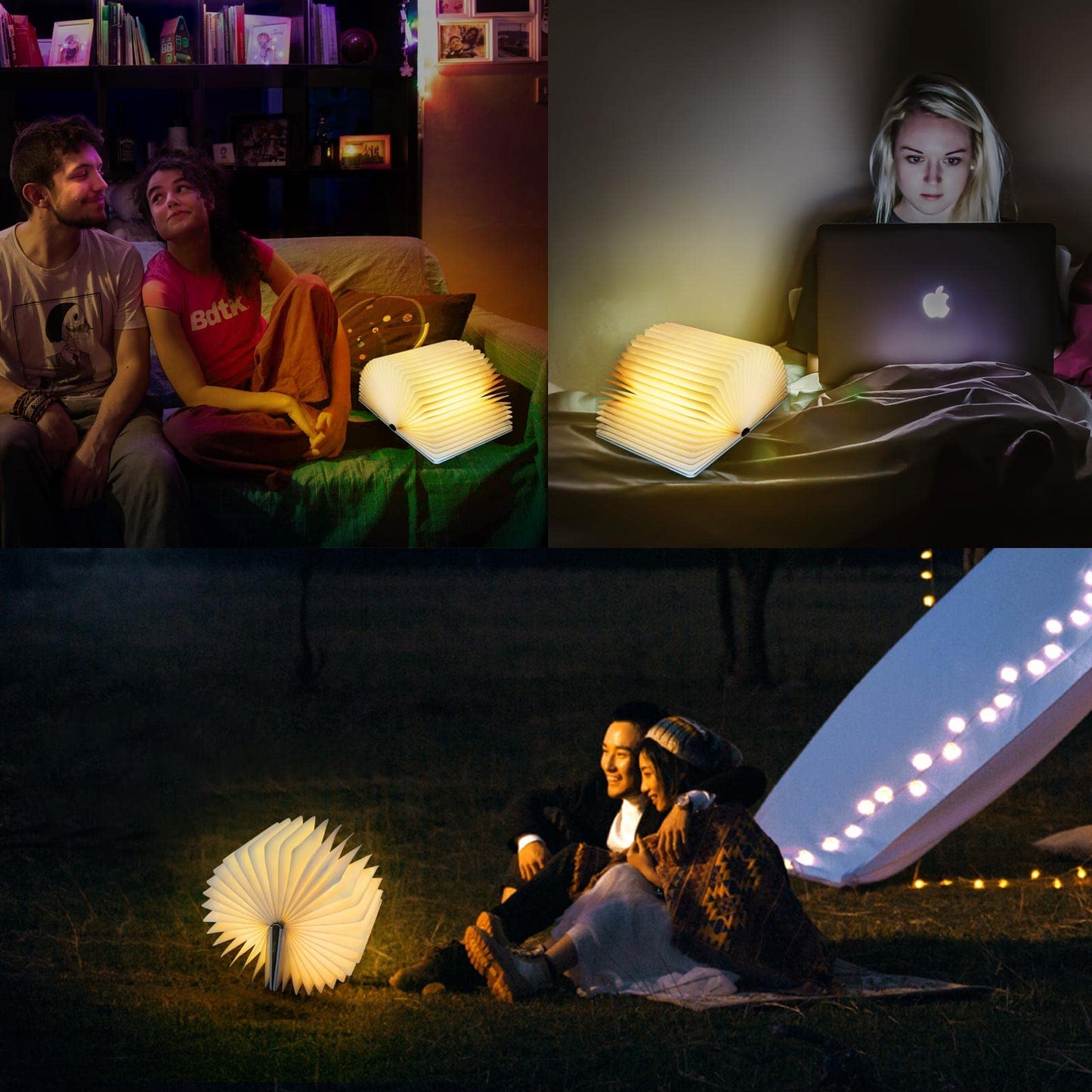 QXMGCBOK Folding Book Lamp Dragon Night Light, Portable Bedside Light (3 Colors) - Gift for Book Lovers