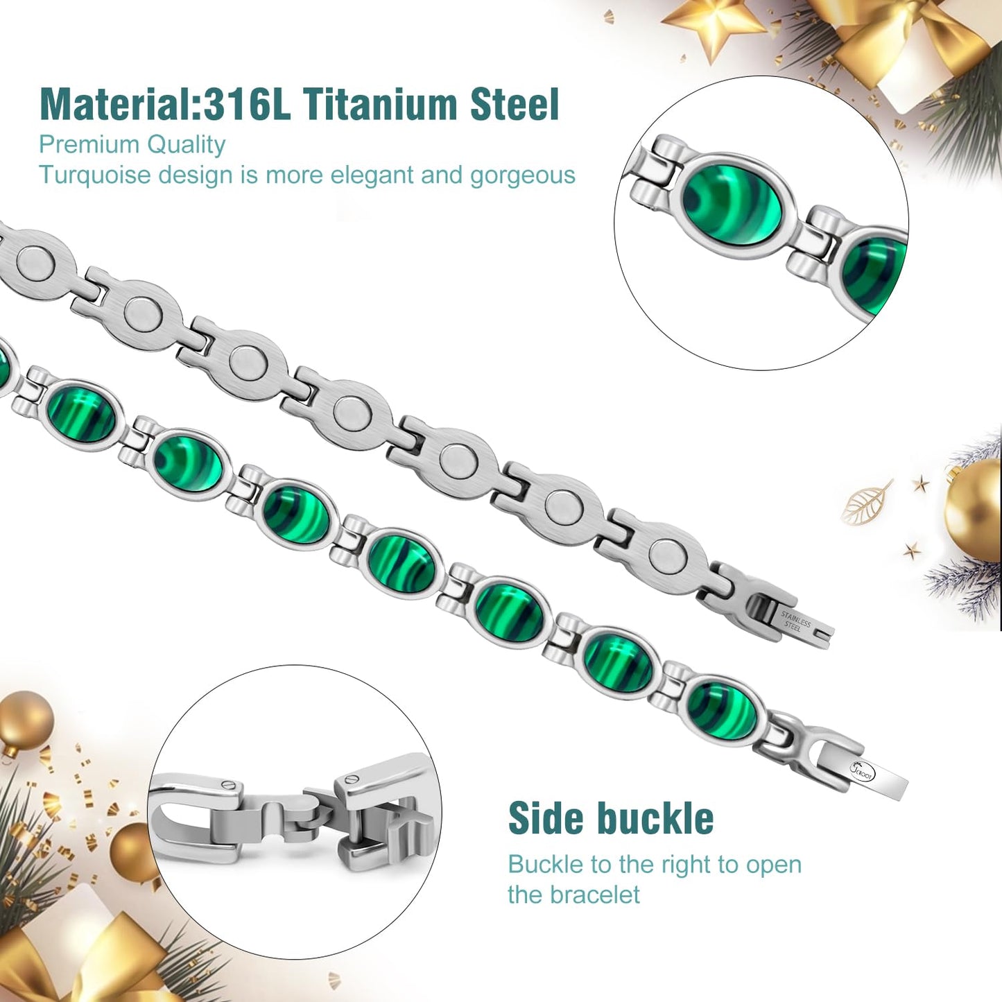 JEROOT magnetic bracelet for women men unisex, Stainless Steel