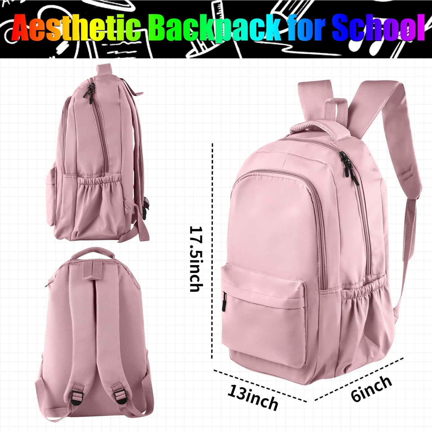 88 Pcs Back to School Supplies Kit with Backpack for High School College Students School Supply Box Essential Learning Tools Supply Box for Senior Students Teachers Includes Calculators (Pink)