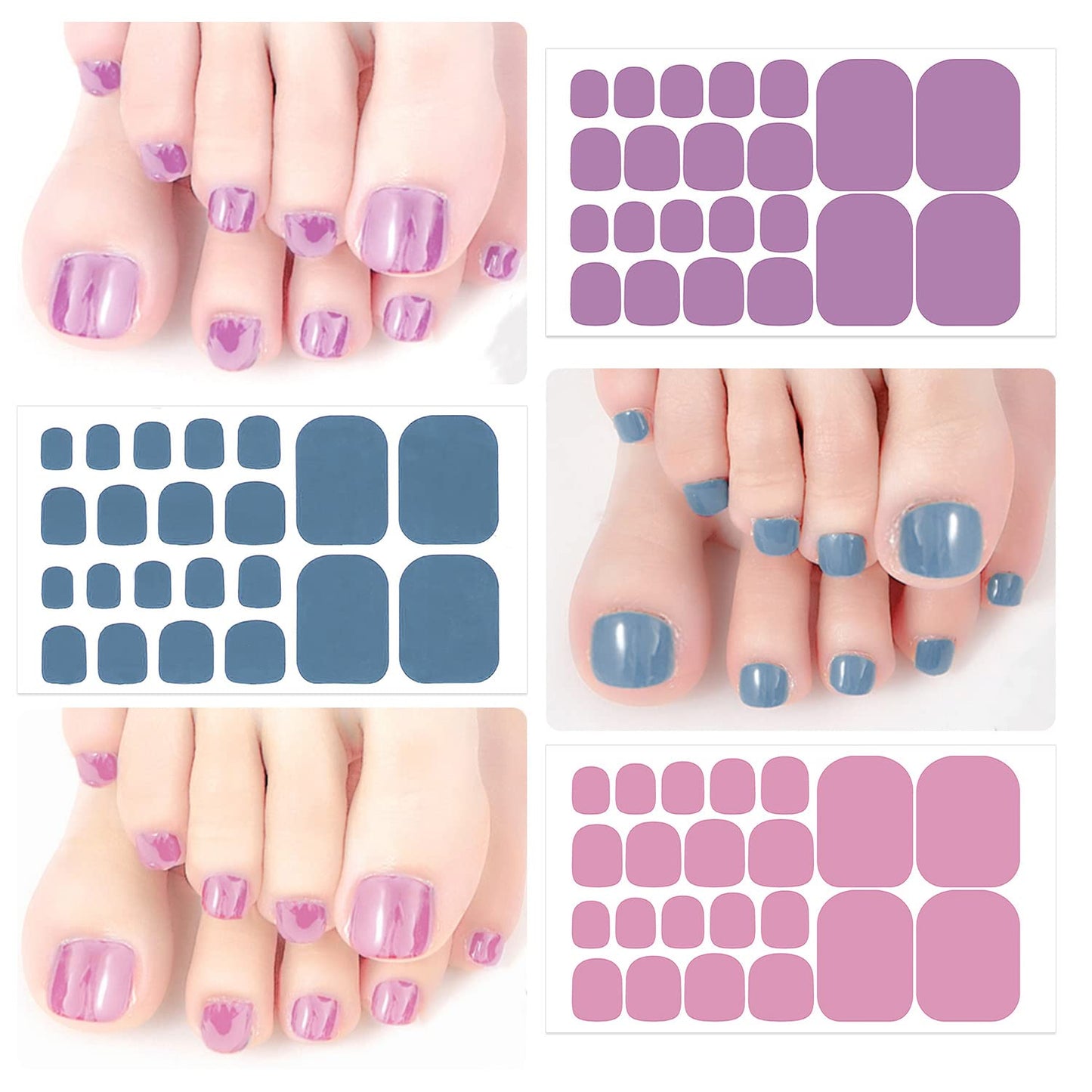 YECIRALA 20 Sheets 440 Pcs Toenail Stickers for Women, Toe Nail Wraps for Toes Nail Polish Strips Stick On Nails Polish Stickers for Toenails Gel Nail Strips Color Strips