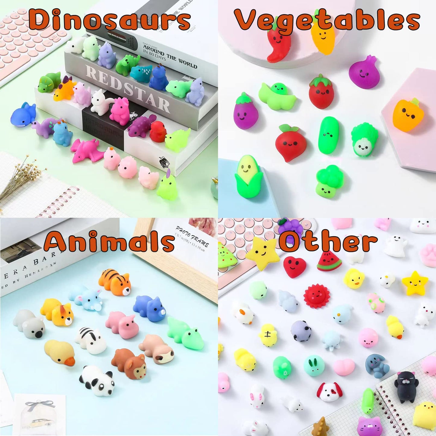 110 Pcs Mochi Squishy Toys, Mochi Squishy Toys for Kids Party Favors, Mini Kawaii Squishy Fidget Toys for Easter Basket Stuffers Egg Fillers Birthday Classroom Prize Pinata Christmas Stocking
