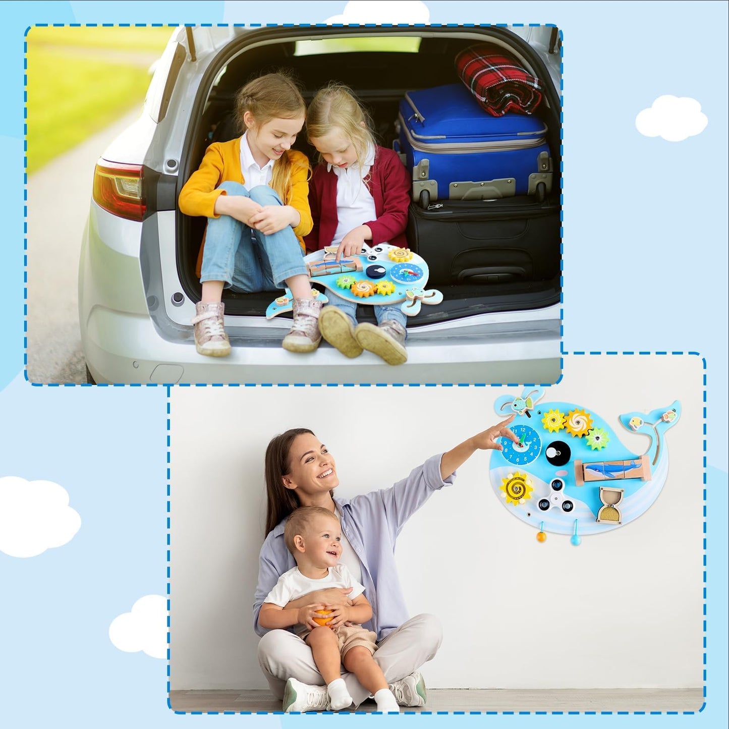 Whale Activity Wall Busy Board Panels, Montessori Sensory Wall Panel for Kids, Toddler Learning Activity Center, Interactive Educational Toys for Playroom Daycare Nursery Classroom Birthday Gifts