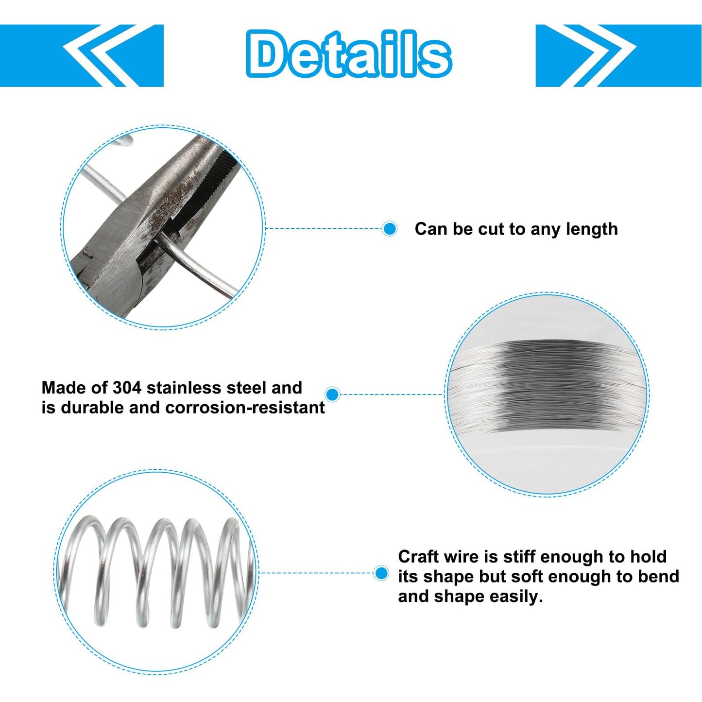 PATIKIL 304 Stainless Steel Wire, 328 Ft 0.1mm 38 Gauge Jewelry Wire Craft Wire Soft Beading Wire for Jewelry Making Bracelets Beading DIY Crafts, Silver