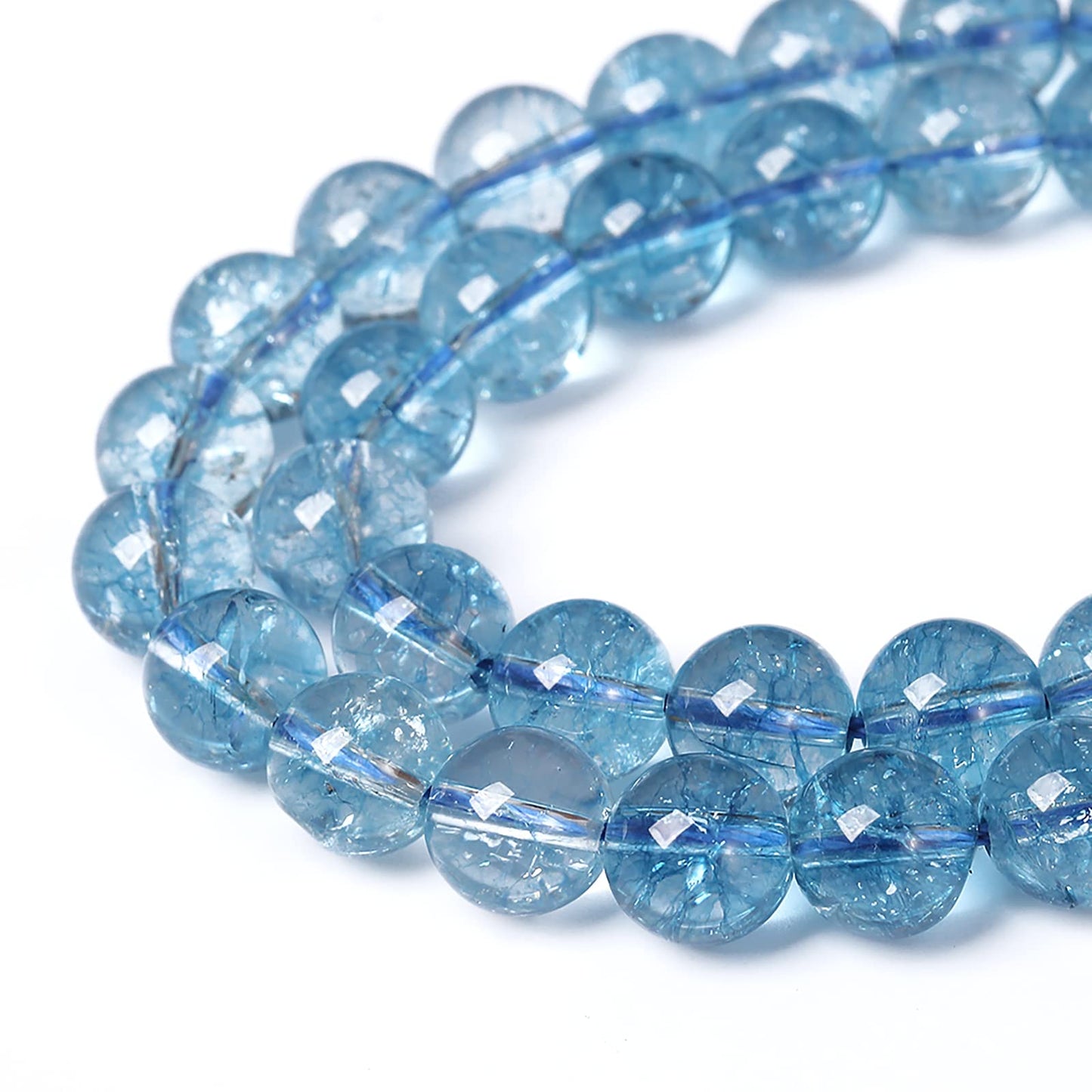 6mm 61pcs Blue Topaz Crystal Quartz Natural Stone Round Loose Beads for Jewelry Making DIY Bracelet Necklace Earrings