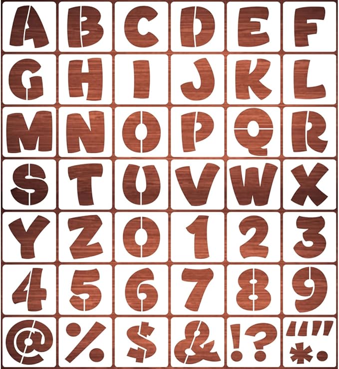 REOLAN 4 Inch Letter Stencils for Painting - 42 Pack Alphabet Letter and Number Stencil Templates with Signs for Painting, Reusable Letters and Numbers Stencils for Chalkboard Wood Signs & Wall Art