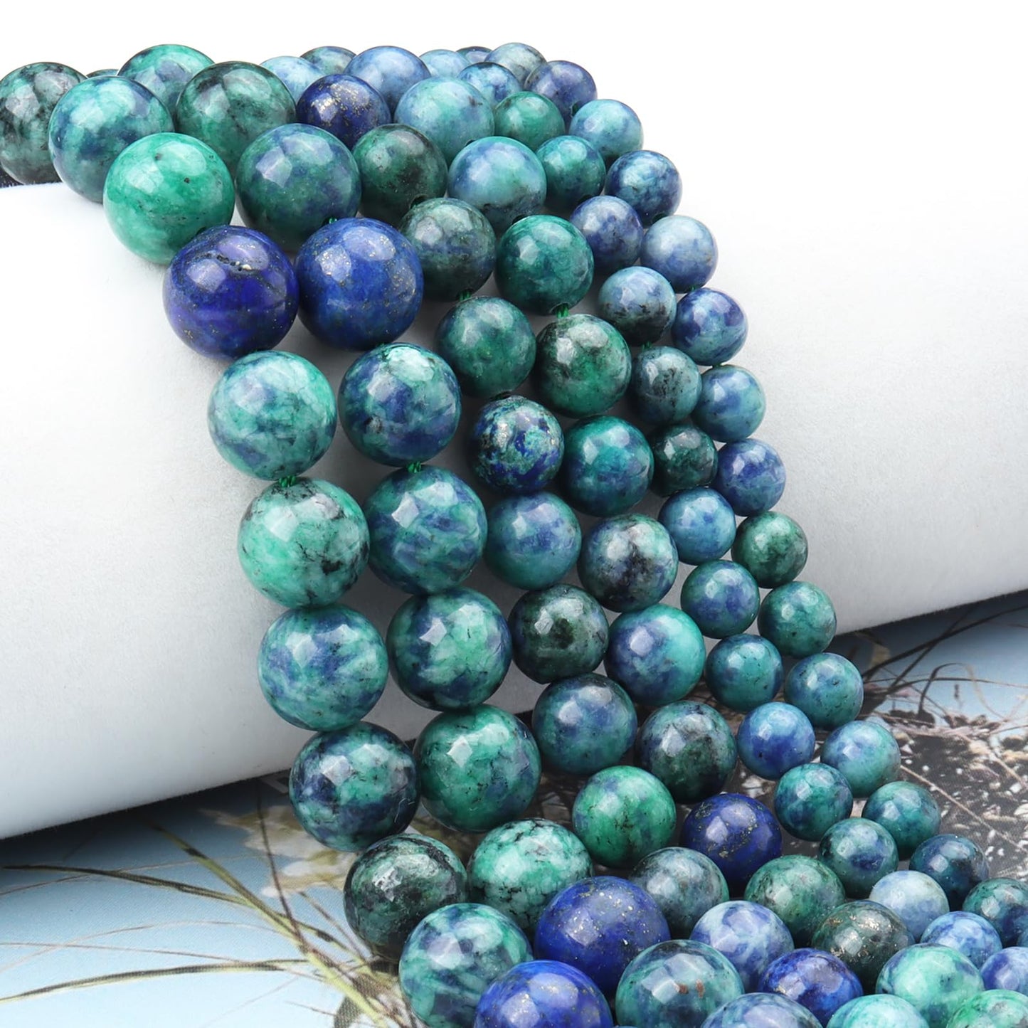 Siomia 45pcs 8mm Natural Phoenix Lapis Lazuli Gemstone Beads Energy Healing Crystal Round Loose Stone Beads for Jewelry Making, DIY Bracelets Necklaces