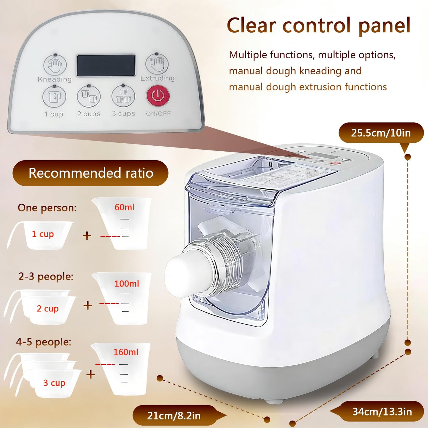 QCQDL Electric Pasta Maker, Automatic Noodle Maker Machine with 13 Types of Noodles Molds, for Homemade Spaghetti, Fettucine, Penne, Dumpling, 650G Large Capacity, Smart Button, with Display Screen