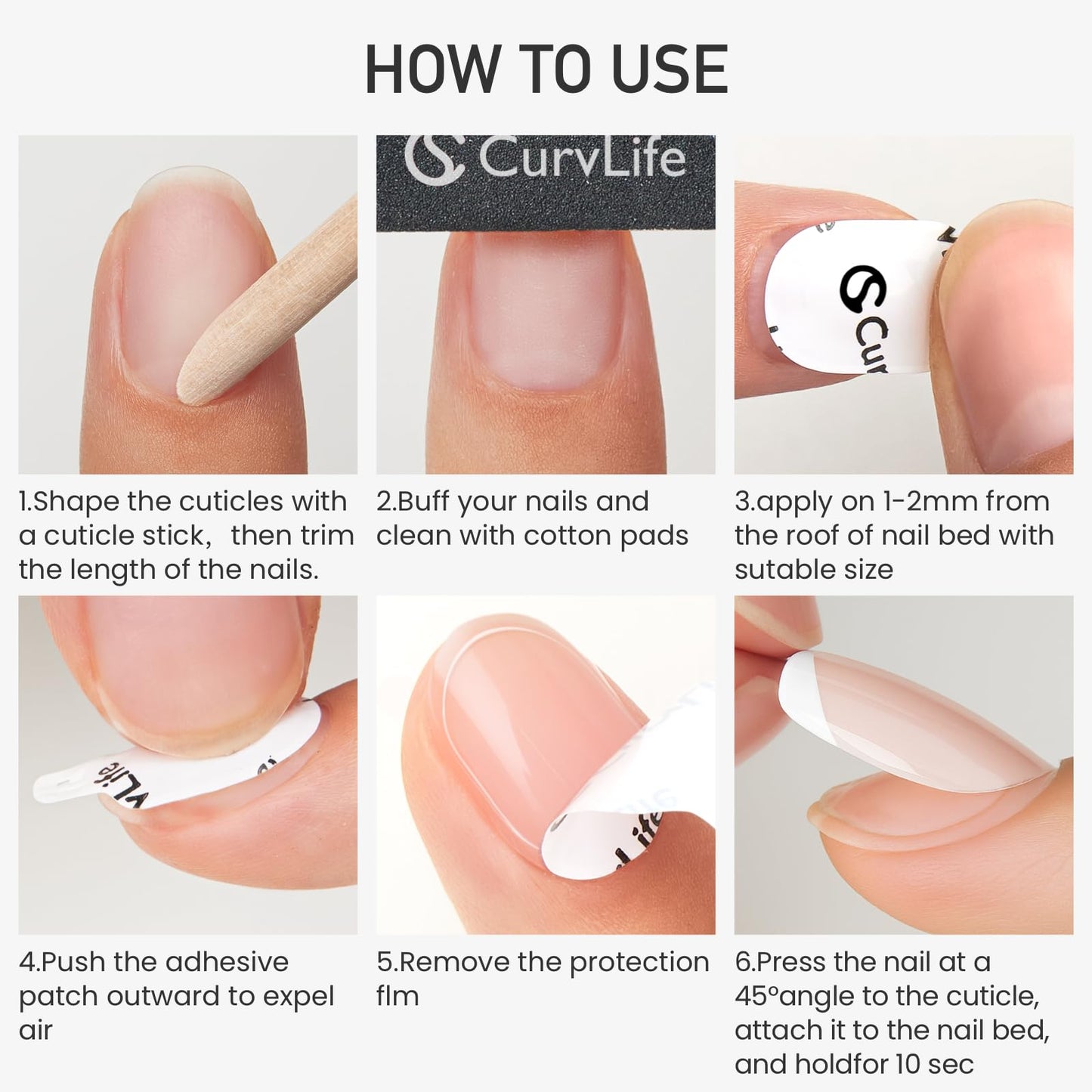 Curvlife CareHold Pro Nail Adhesive Tabs for Press On Nails – 10 Sheets, 15 Sizes Extra Wide 0.3mm Ultra Thin Double Sided Sticky Tabs, Clear Nail Stick Ons for Daily Wear and Gentle Removal