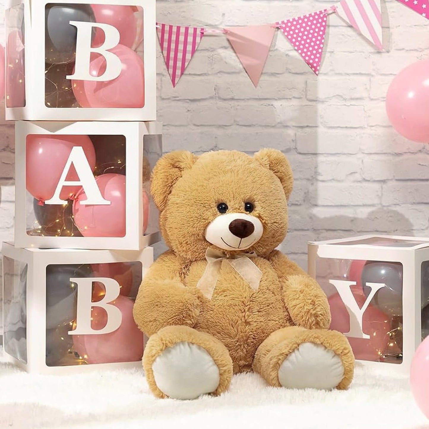 HollyHOME Big Teddy Bear Large Teddy Bear Stuffed Animal Birthday Valentines Day Plush for Kids and Girlfriend 36 inch Tan