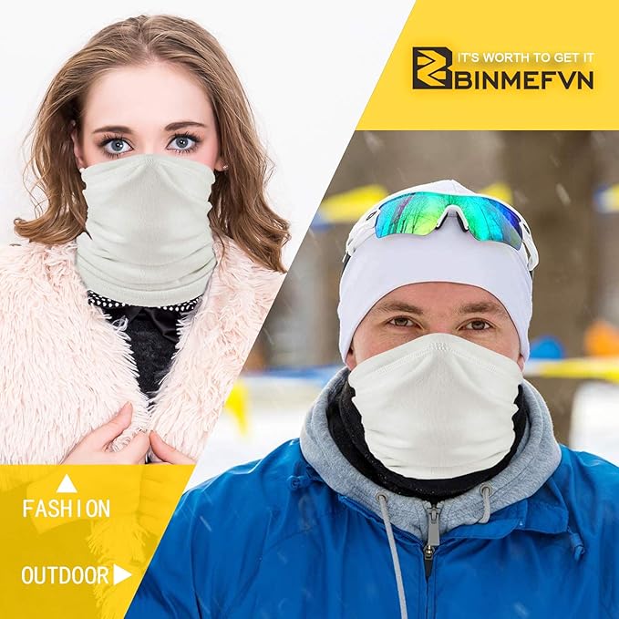 Polar Fleece Neck Warmer - Windproof Winter Neck Gaiter Cold Weather Face Mask For Men Women - 1 Pack