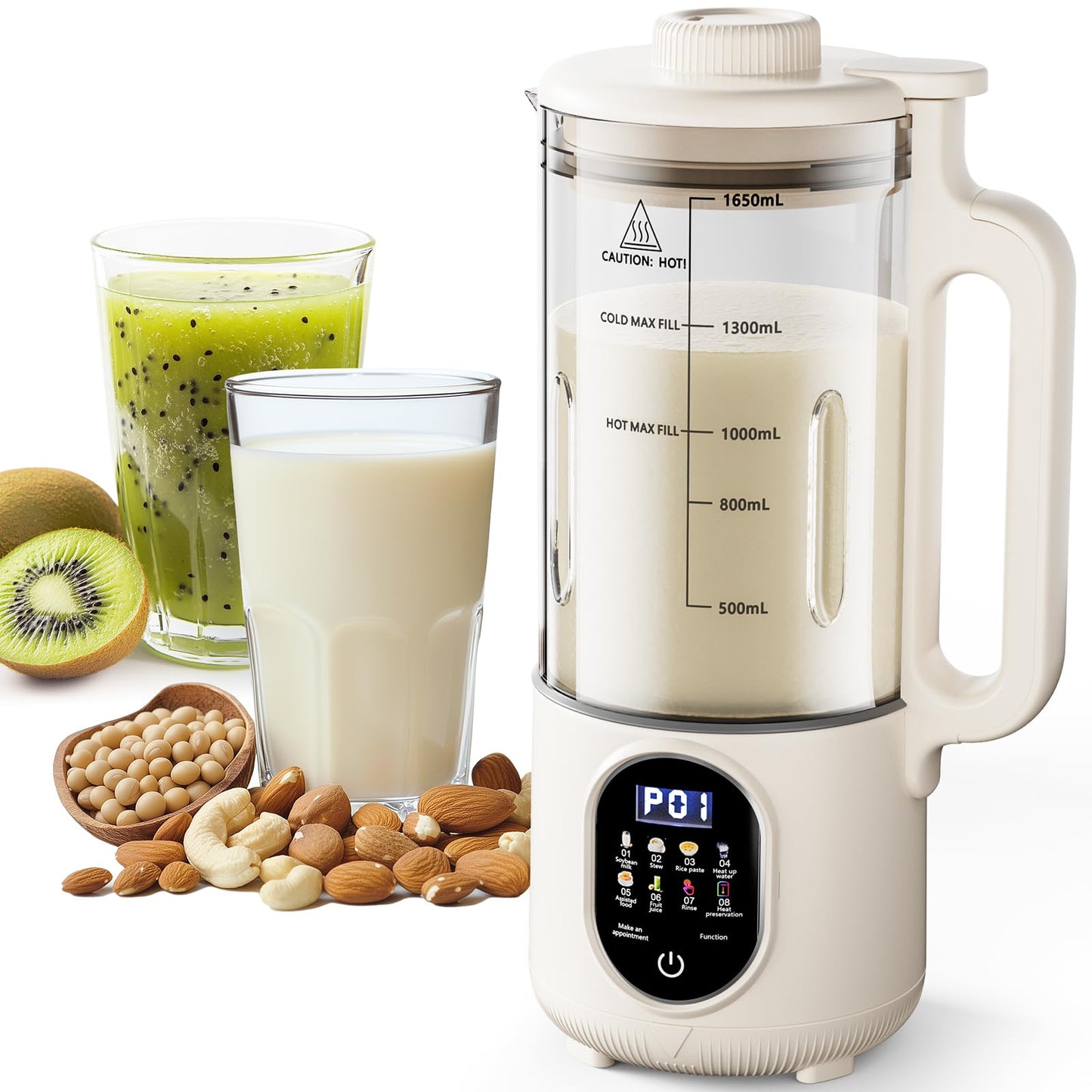 Upgraded 55oz Nut Milk Maker Machine (Extra Large),10-in-1 Automatic Soy Milk Maker with 20 Blades, Homemade Plant-Based Oat, Almond Milk Maker with Auto Clean/DelayStart/BoilWater/Keep Warm,5-6 Cups