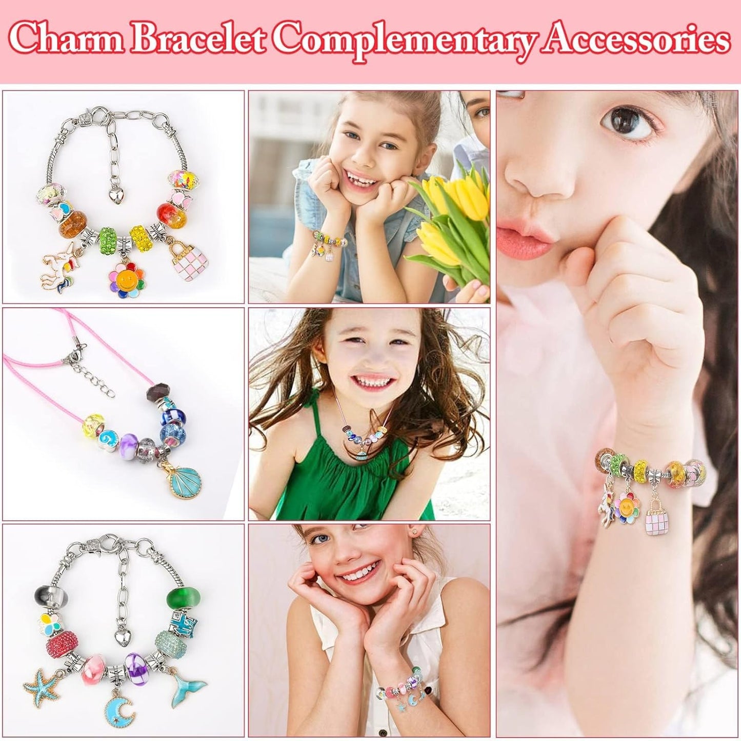 Cludoo Large Hole Glass Beads for Jewelry Making, 224PCS European Beads Bulk Mixed Color Spacer Bead with Rhinestones Lampwork Beads for DIY Craft Charms Bracelet Necklace Earring Making