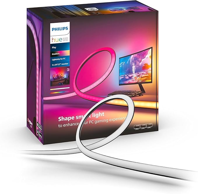 Philips Hue 24-27" PC Triple-Monitor Smart LED Light Strip - White and Color Ambiance - Requires Hue Bridge - 1-Pack - Control with Hue App - Works with Alexa, Google Assistant and Apple HomeKit