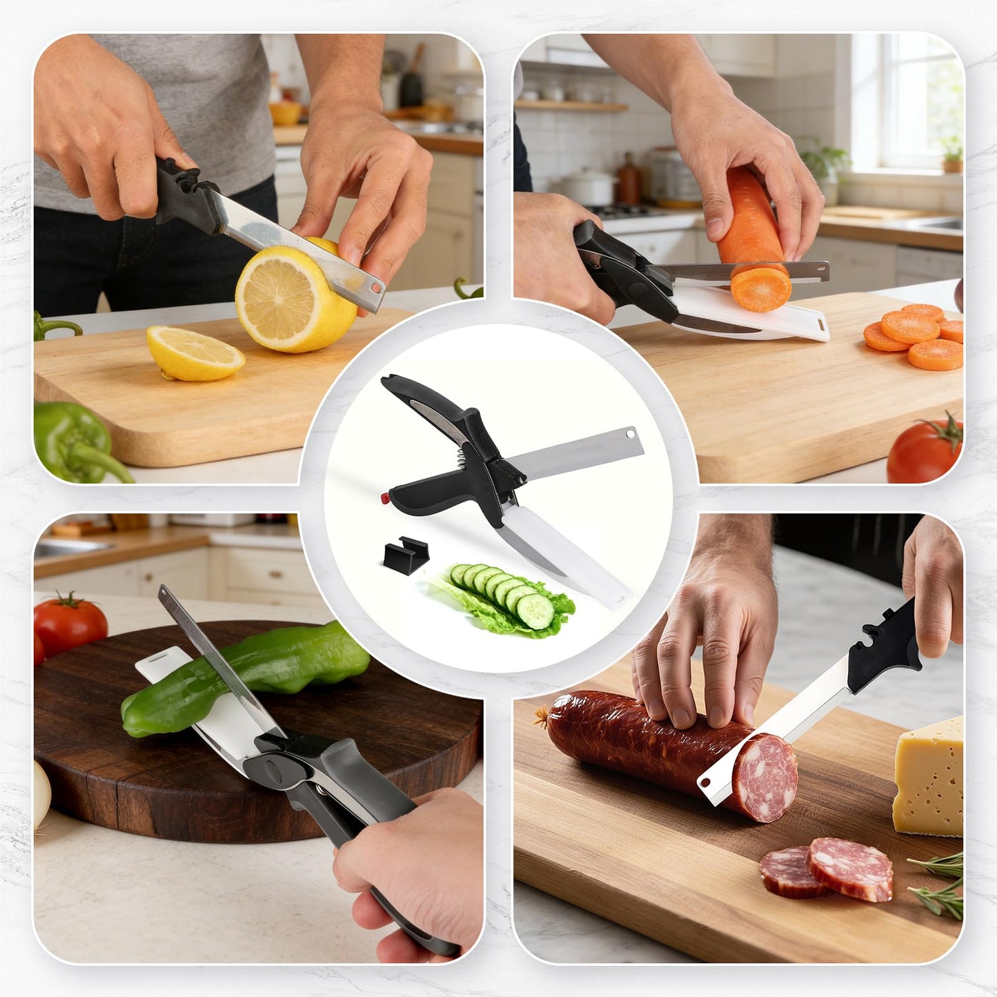 GQGUOJJZZ Professional 8-Inch Kitchen Shears with Built-in Cutting Board - Multi-Purpose Kitchen Scissors for Vegetables, Meat, and Ingredient Prep
