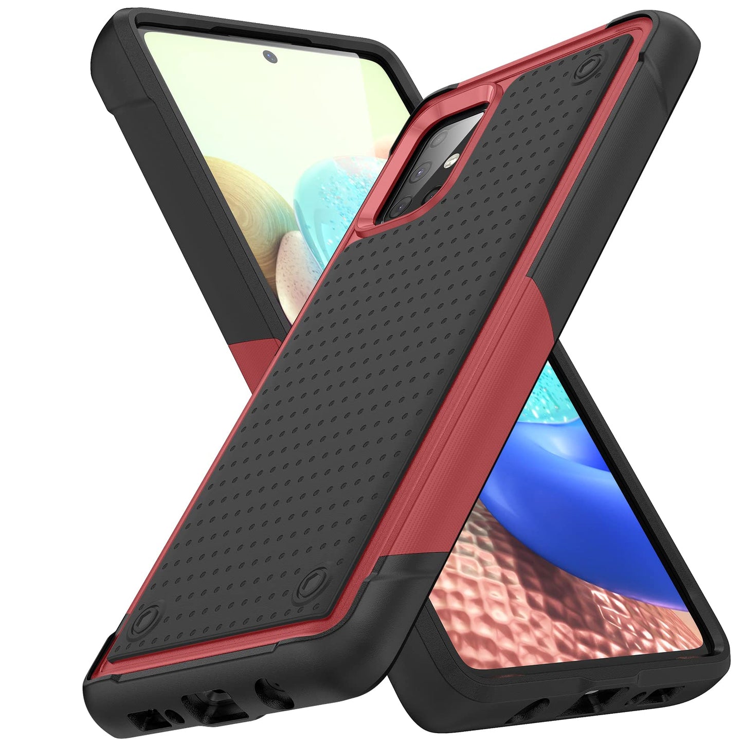 TORRTOWAY Designed for Samsung Galaxy A71 5G Case 2 in 1 Gift Militay Grade Drop Protective Rugged Heavy Duty Cover Shockproof Case for Galaxy A71 5G Phone Case for Women Men boy Girl (Red+Black)