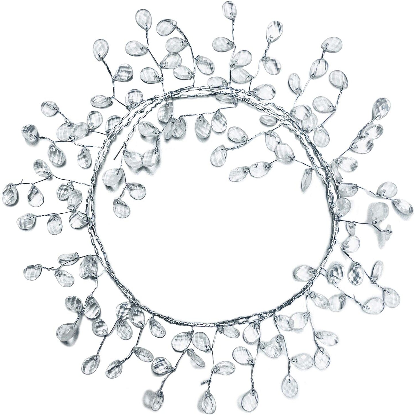 Jishi 20 FT Ice Wire Clear Crystal Teardrop Diamond Ice Beads Ornament Christmas Tree Decorations, Acrylic Plastic Teardrop Jewel String Branch Garland Strands for DIY Wreath Crafts