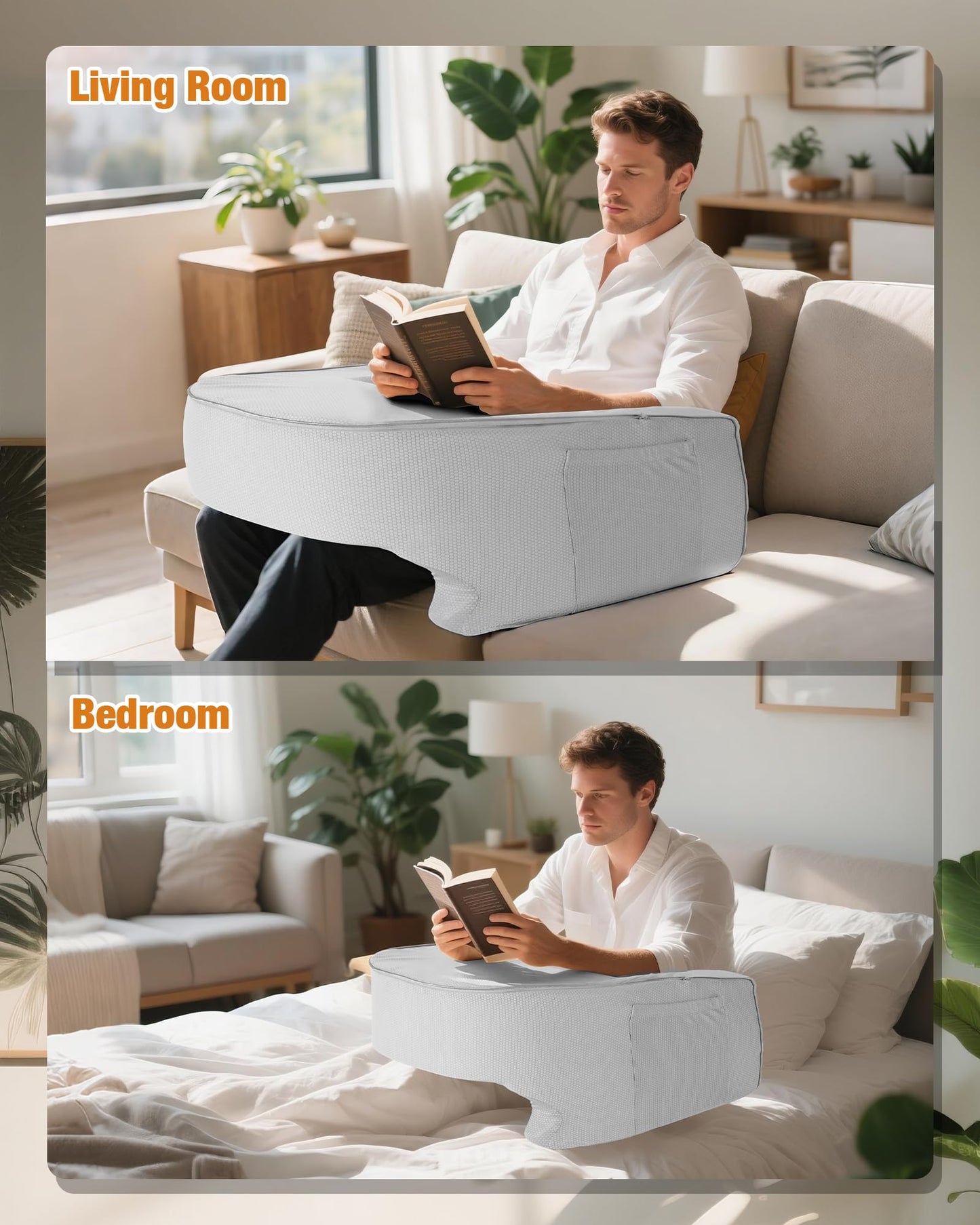 ASIEIT Lap Desk for Adults, 23.2" D x 20.8" W Memory Foam Gaming Pillow Desk with Arm Rest & Pocket, Bed Desk & Reading Pillow for Working, Gaming, Crochet on Couch, Bed, Carpet