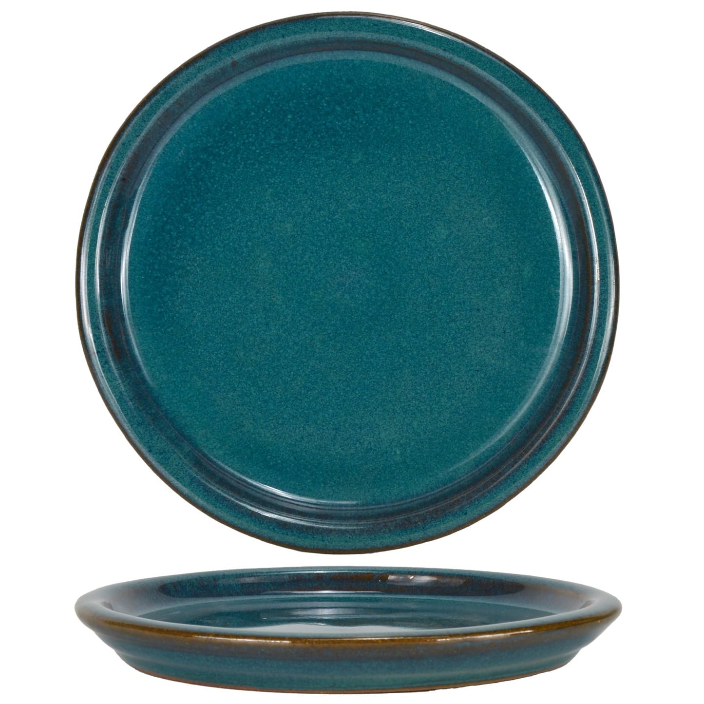 W&W Ceramic Plant Saucer - Plant Trays for Indoor Pots (Teal, 13 inches, 2 Packs)
