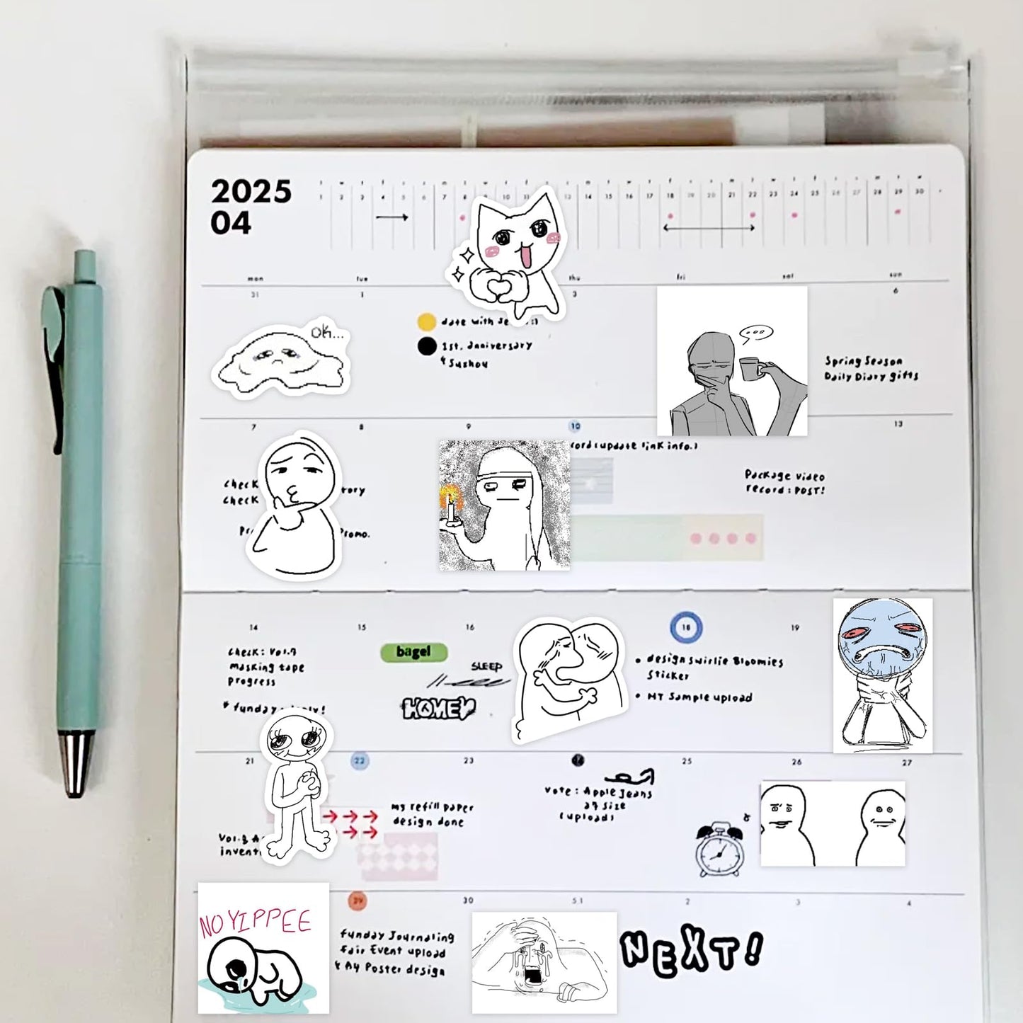 PRSTINCOL Meme Sticker Book, 36 Sheets 460+ Pcs, Black and White Funny Meme Stickers for Adults and Teens, Die Cut Vinyl Stickers for Journaling Scrapbooking DIY