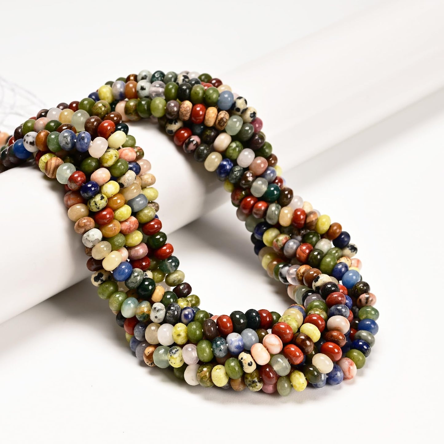 ICAI 4x6mm Natural Rondelle Beads – Loose Gemstone Spacers for DIY Jewelry Making (Colorful)