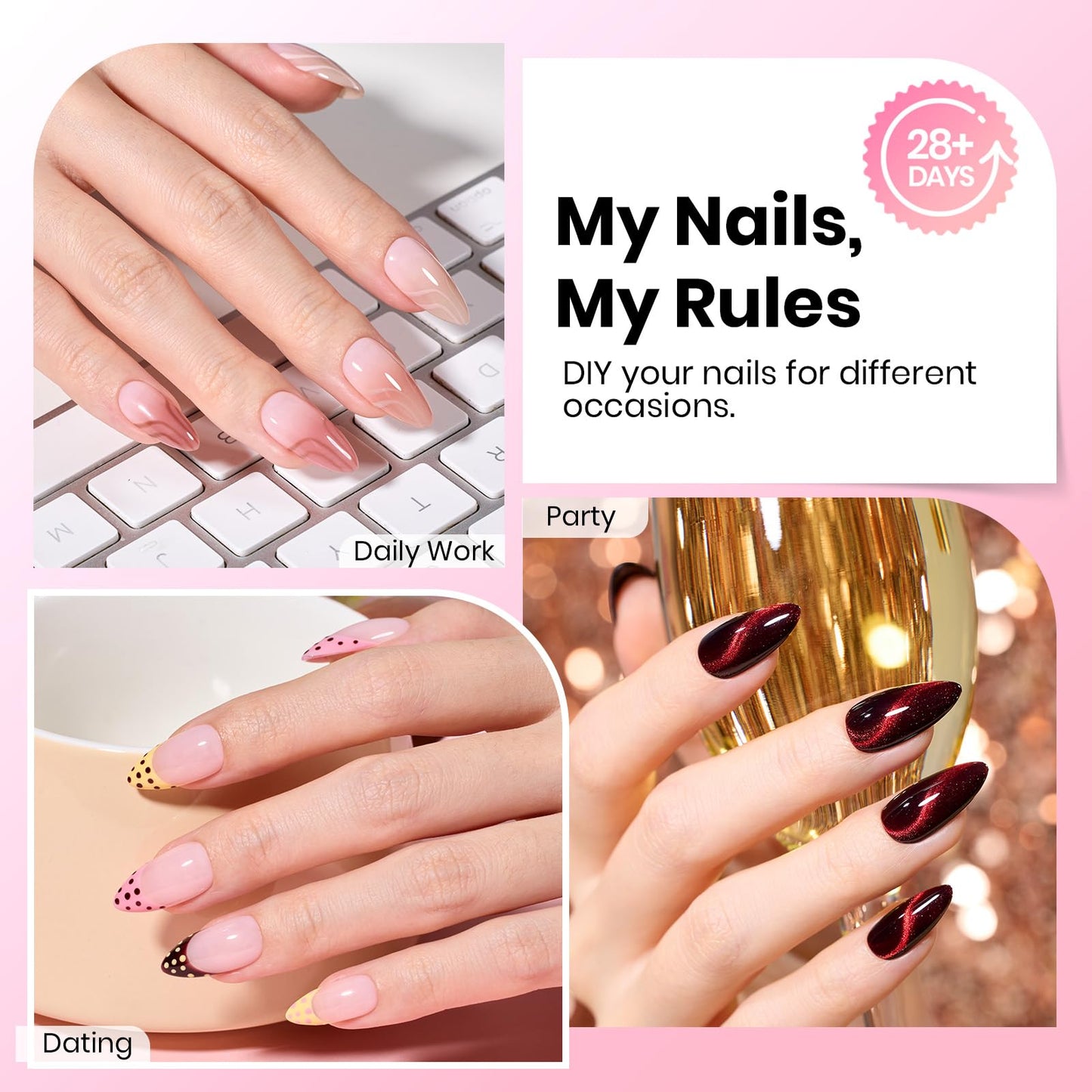 Beetles Gel Nail Tips Curve-EX - Almond Medium, 320pcs 16 Sizes, Etch-X Half Matte Full Cover Soft Acrylic False Press on Nail Tips Easy DIY Nail Extension Art Salon for Curved & Natural Nail Beds